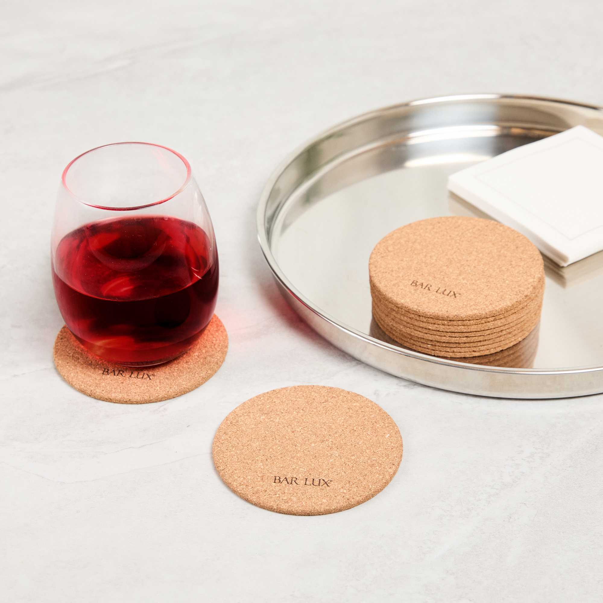 Bar Lux Round Cork Coaster - 4" - 20 count box