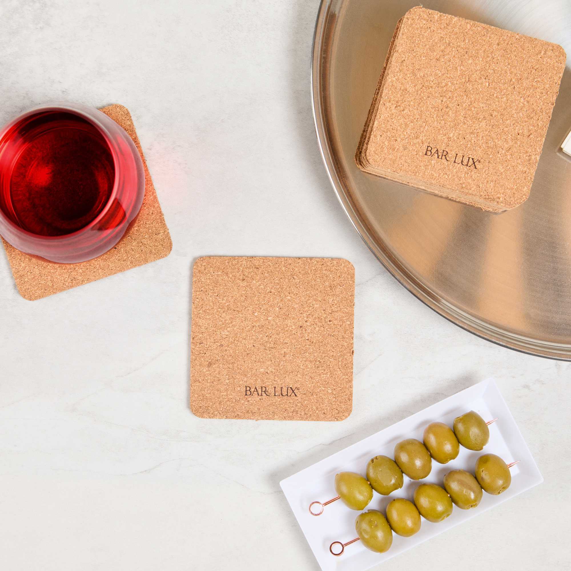 Bar Lux Square Cork Coaster - 3 1/2" x 3 1/2" - 20 count box