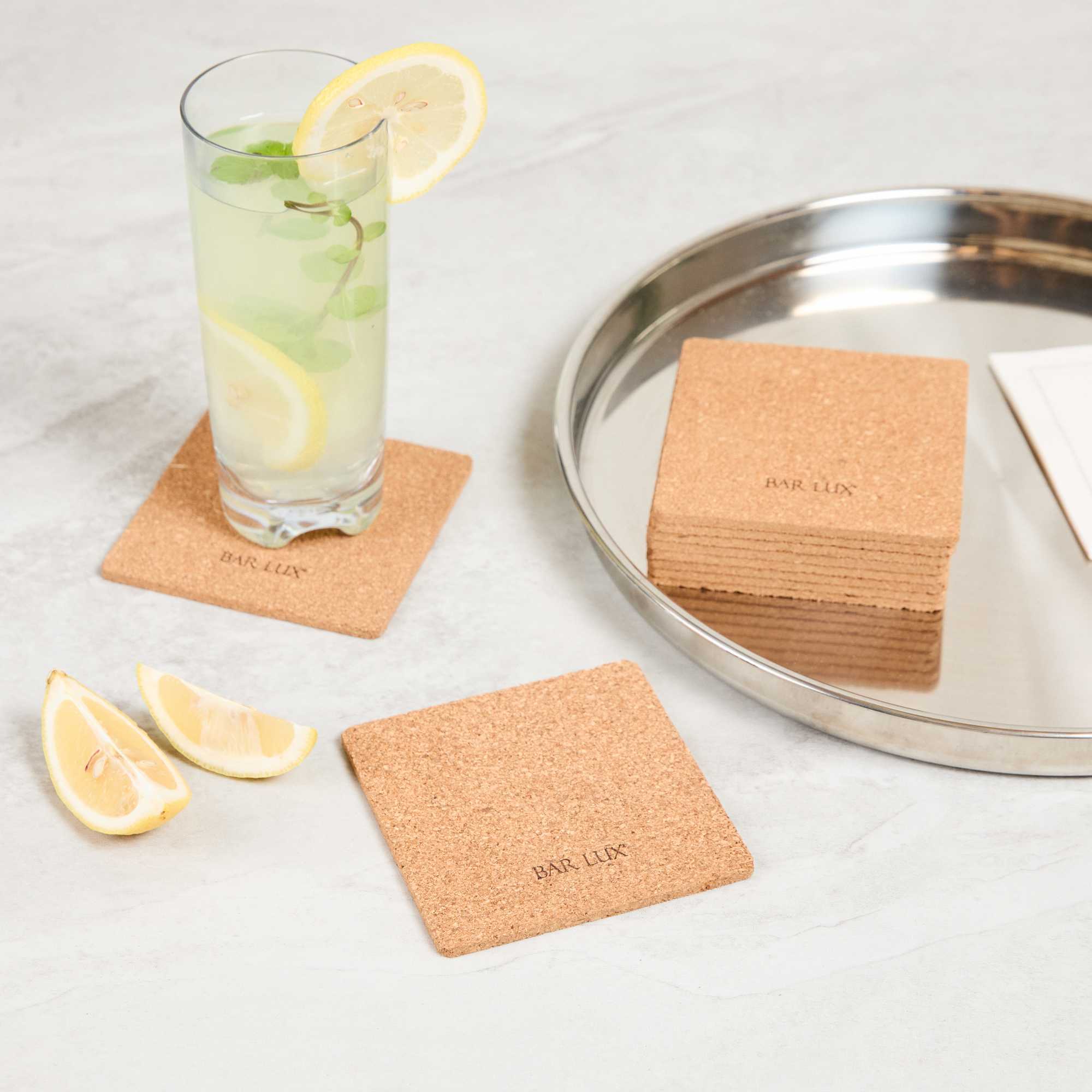 Bar Lux Square Cork Coaster - 4" x 4" - 20 count box