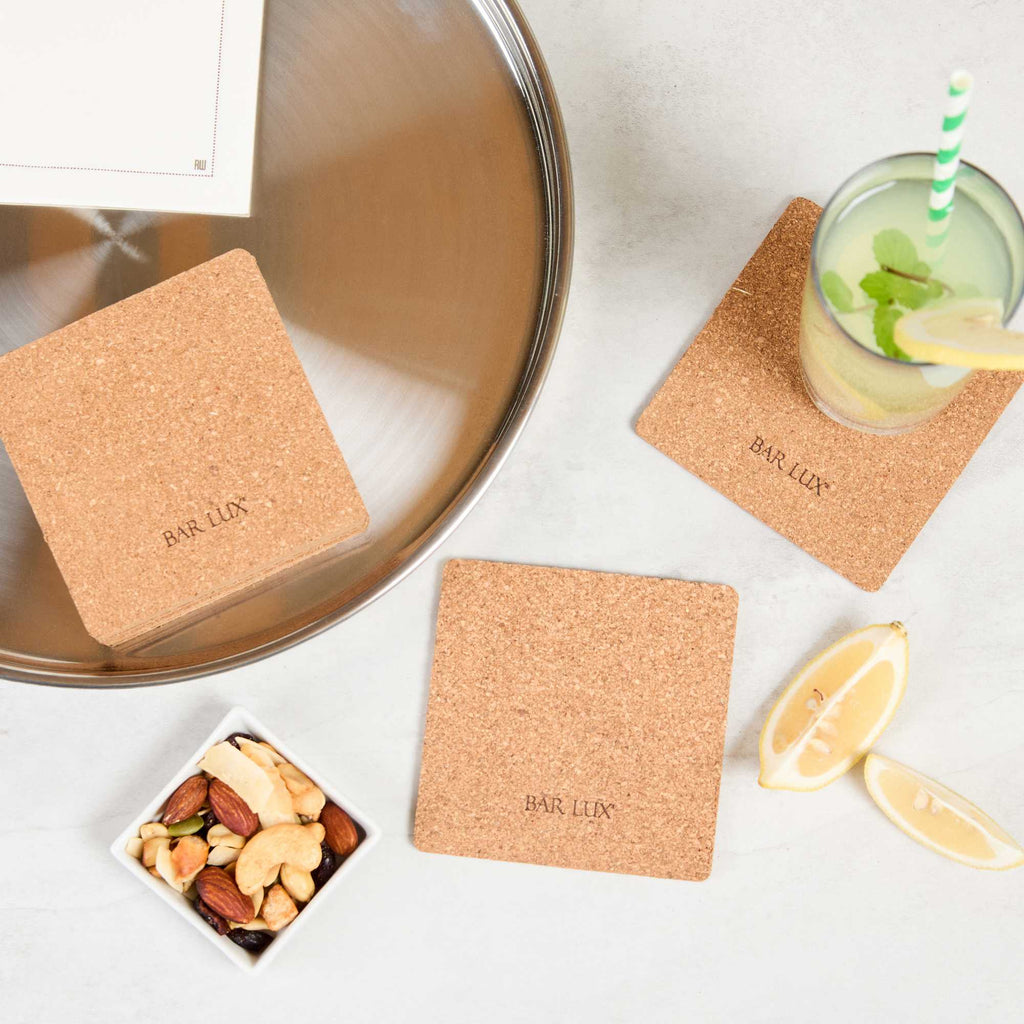 Bar Lux Square Cork Coaster - 4" x 4" - 20 count box