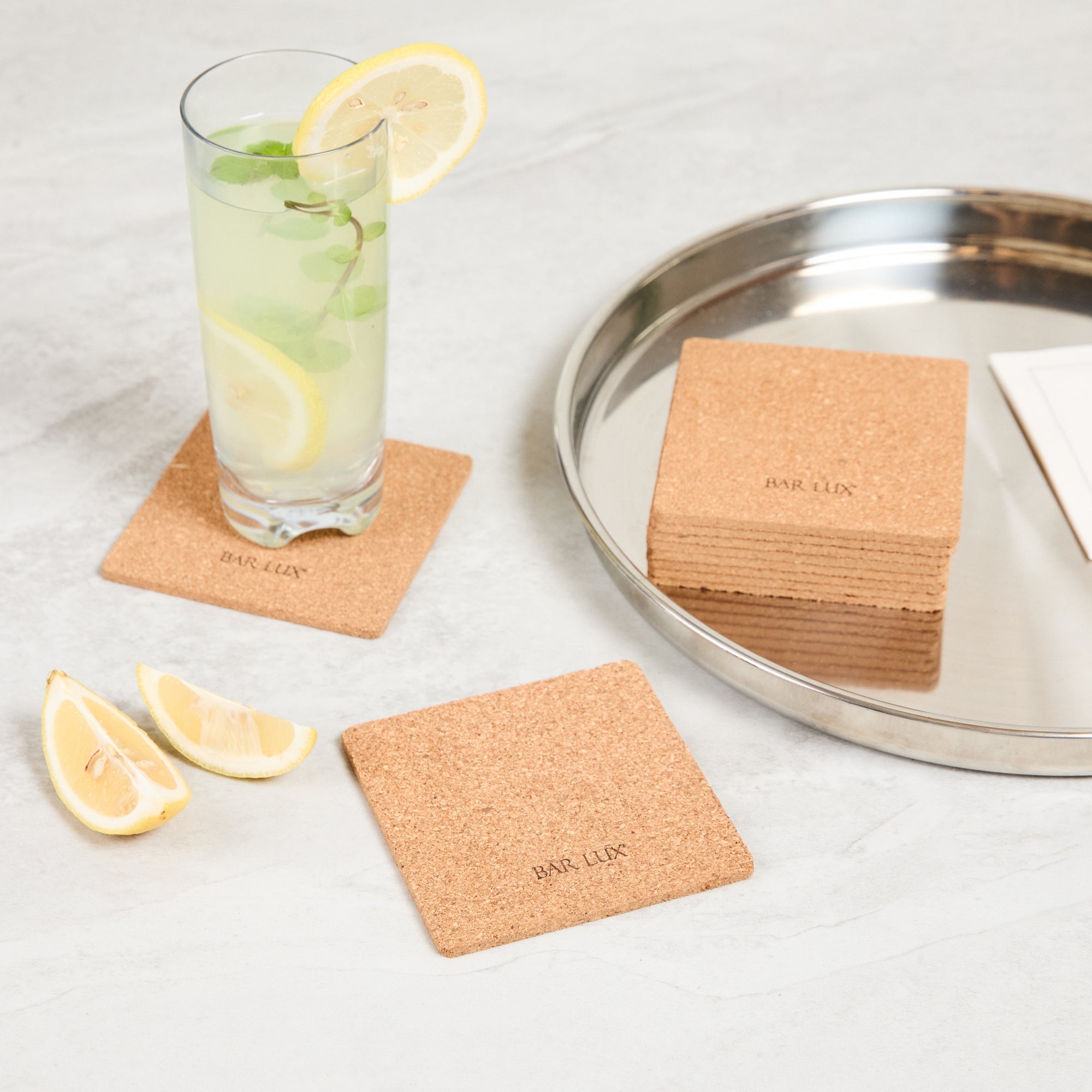 Bar Lux Square Cork Coaster - 4" x 4" - 100 count box