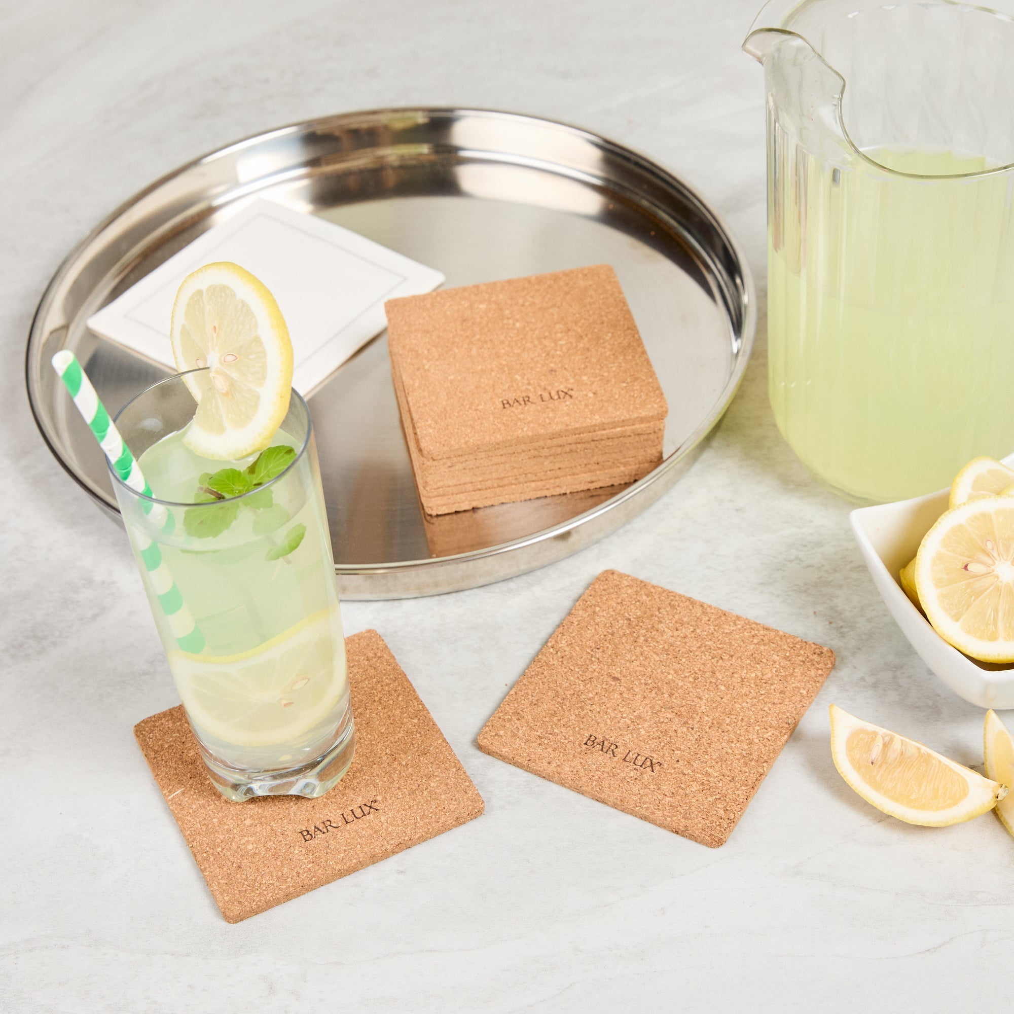 Bar Lux Square Cork Coaster - 4" x 4" - 100 count box