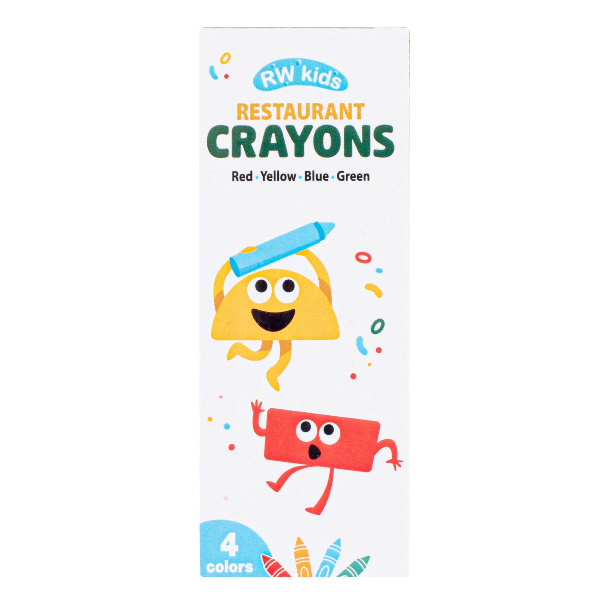 RW Kids Assorted Restaurant Crayons - 4 Pack, in Print Box - 100 count box