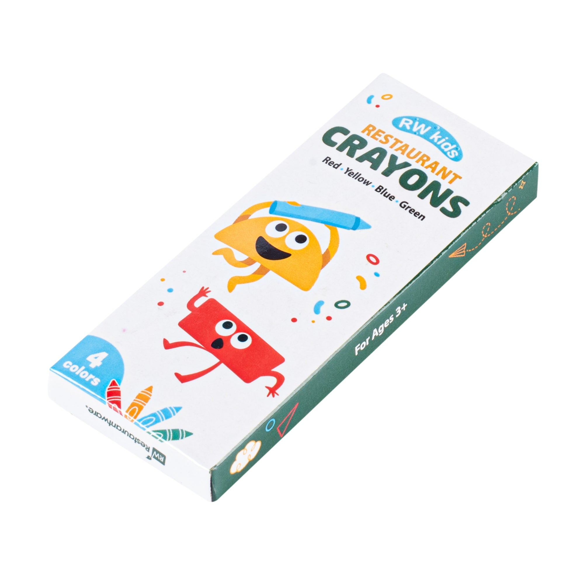 RW Kids Assorted Restaurant Crayons - 4 Pack, in Print Box - 100 count box