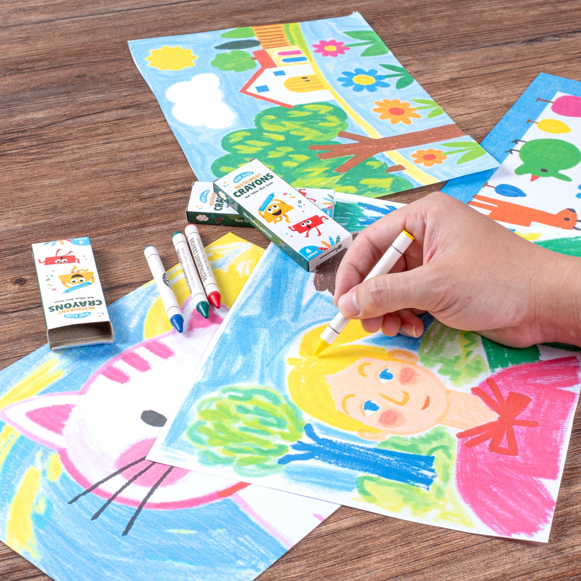 RW Kids Assorted Restaurant Crayons - 4 Pack, in Print Box - 1000 count box