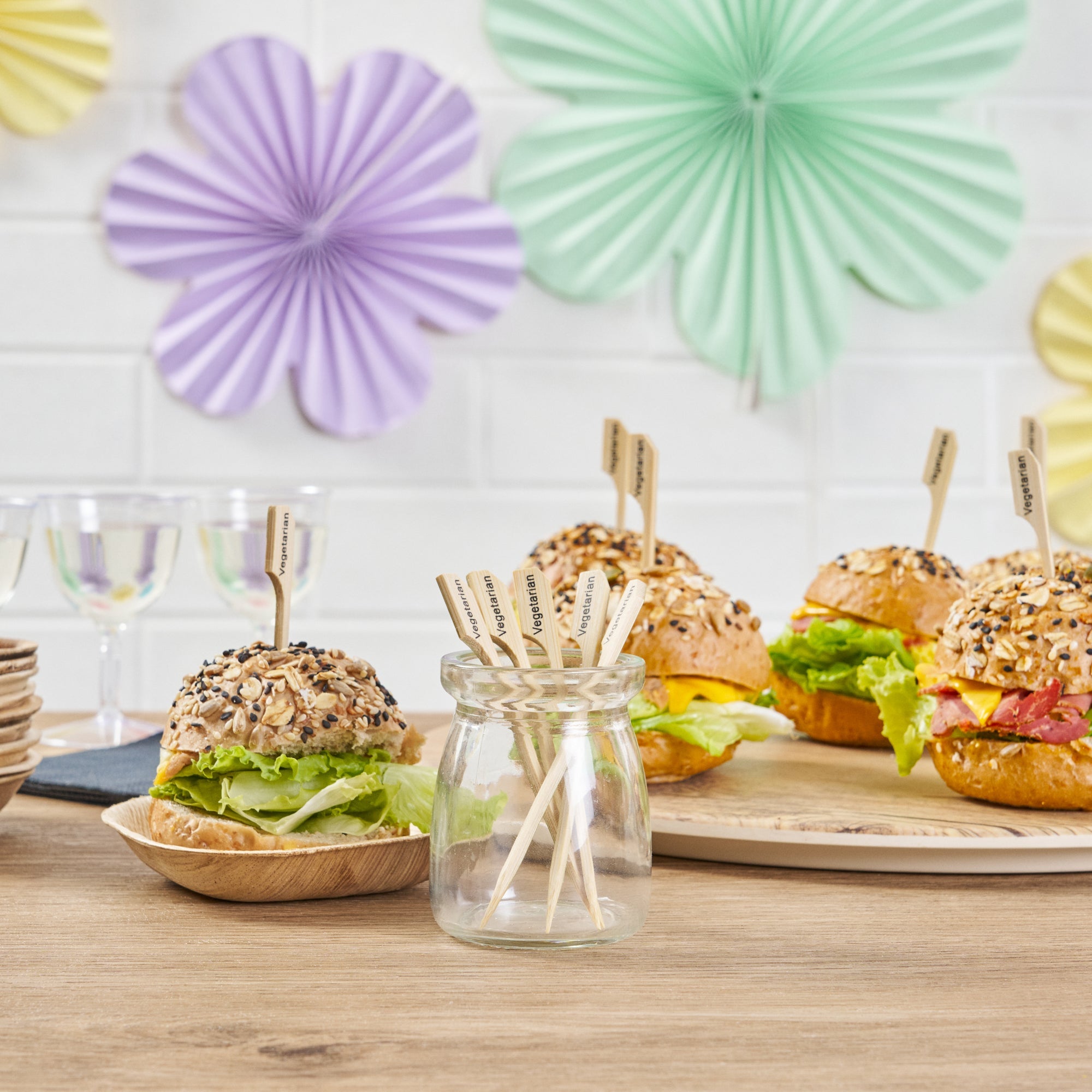 RW Smart Natural Bamboo Paddle Pick / Food Marker - Vegetarian - 4" - 1000 count box