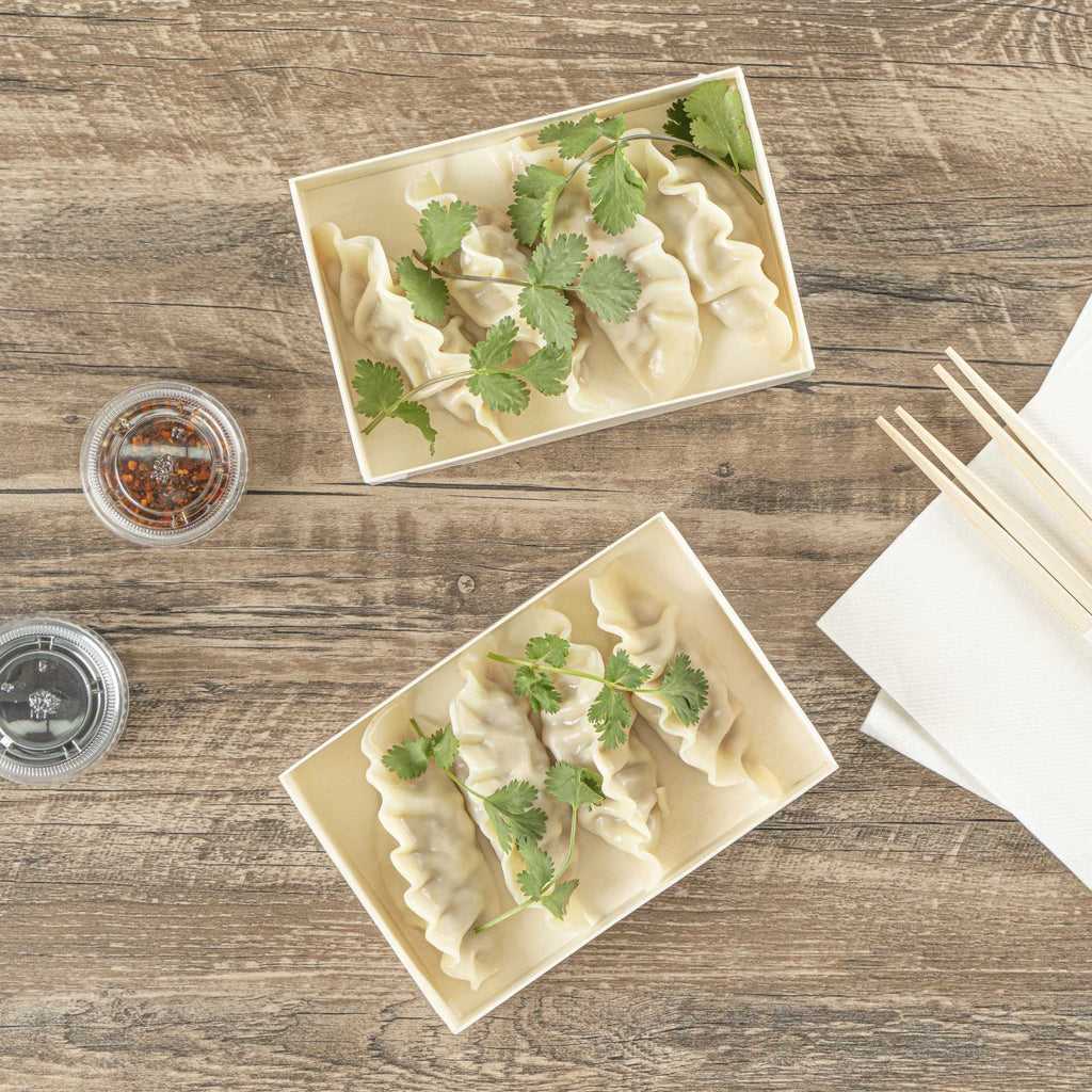 Taipei 25 oz Rectangle Natural Poplar Bento Box - 7" x 4 1/2" x 1 1/2" - 10 count box