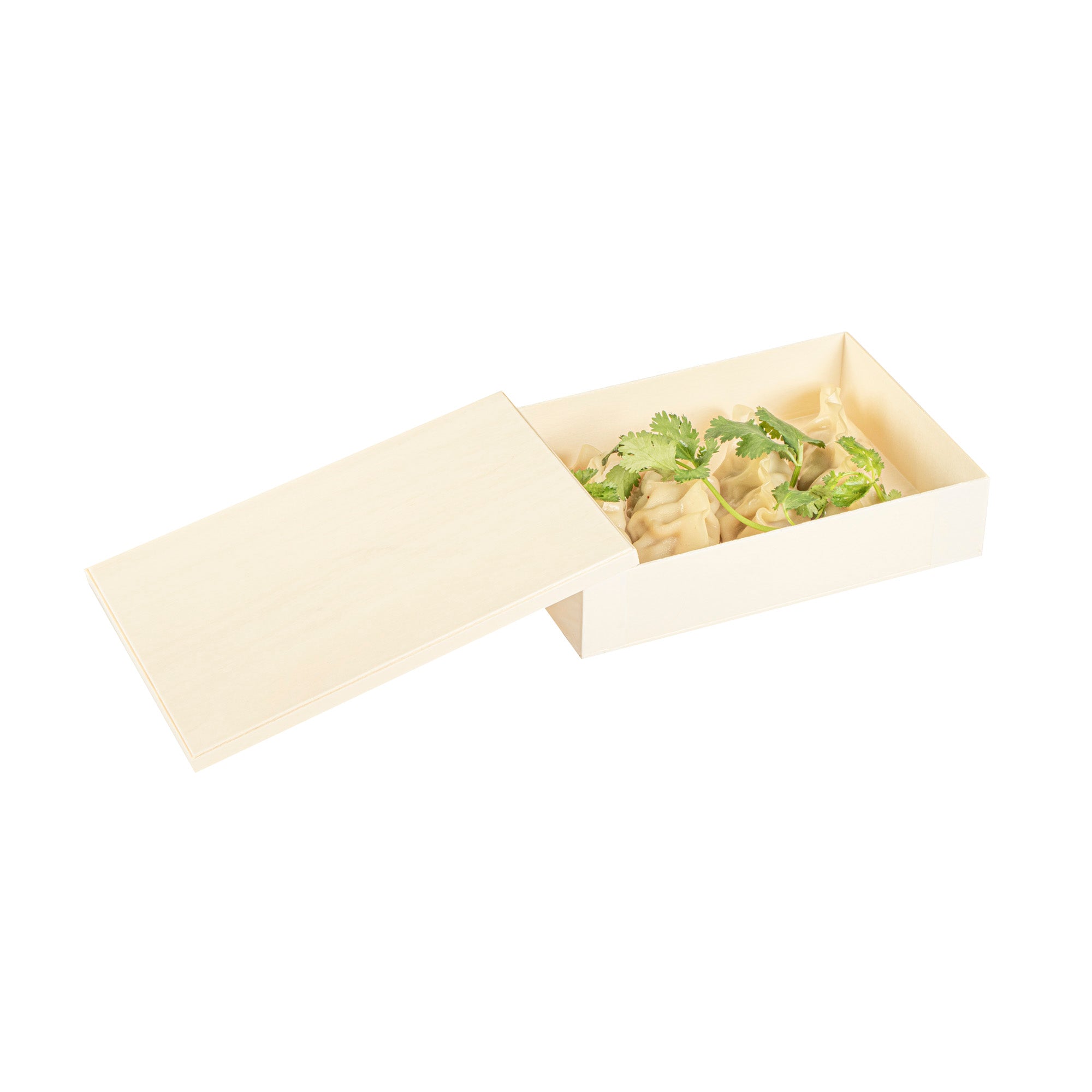 Taipei Rectangle Natural Poplar Lid - Fits 25 oz Bento Box - 100 count box