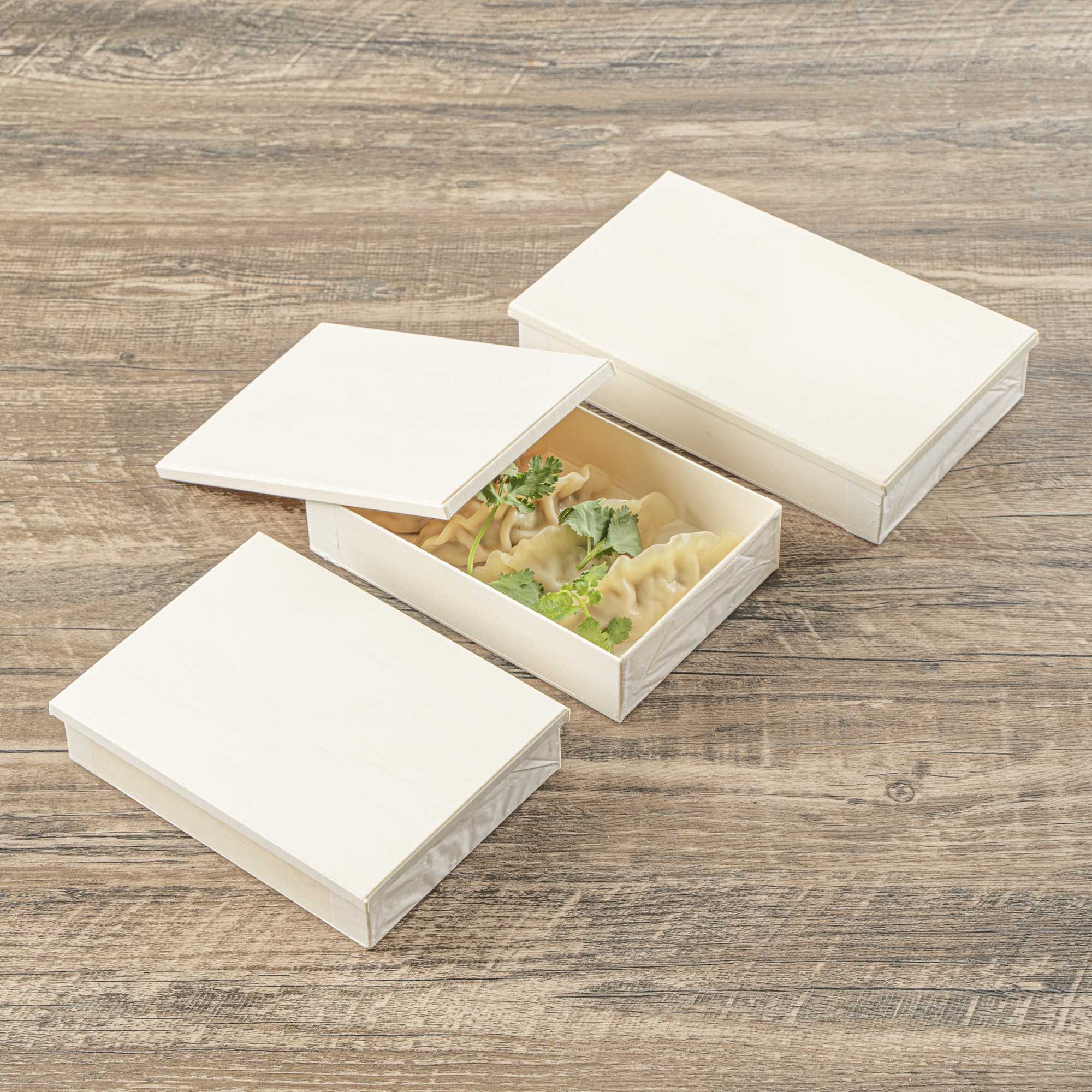 Taipei Rectangle Natural Poplar Lid - Fits 25 oz Bento Box - 10 count box