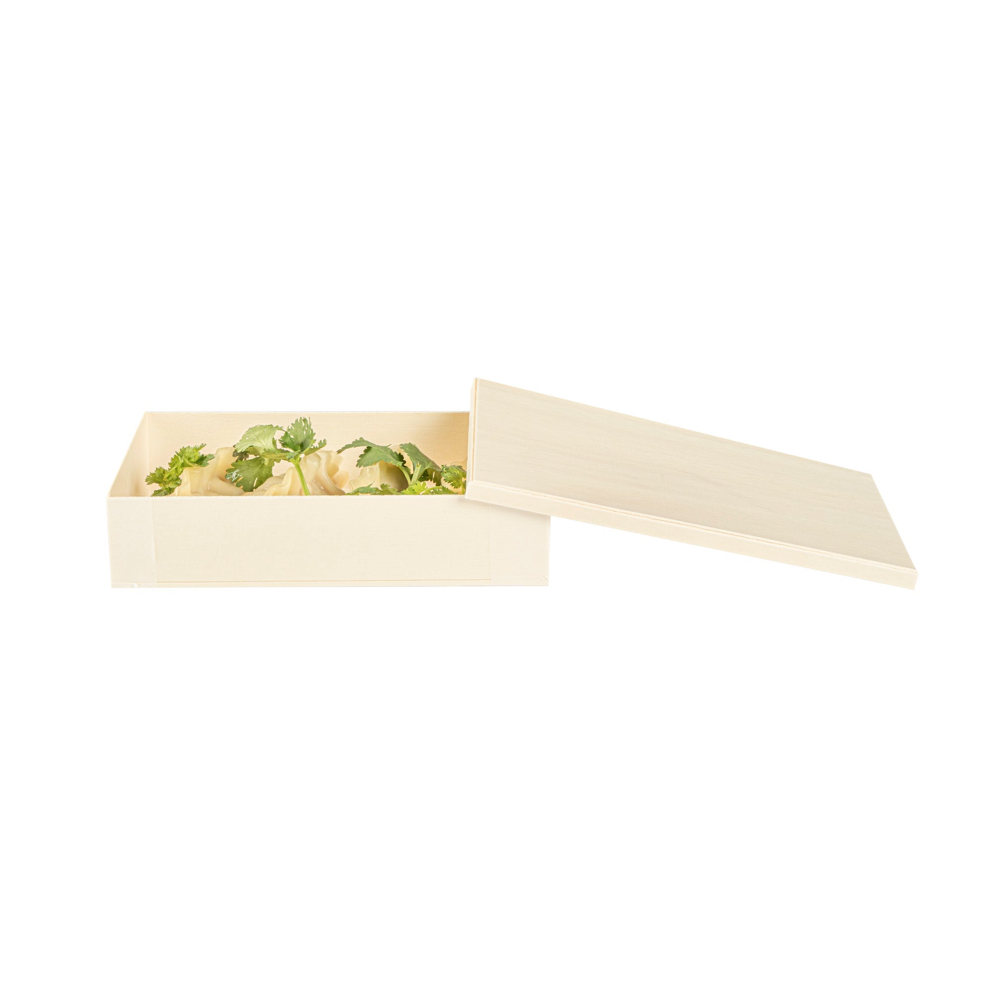 Taipei Rectangle Natural Poplar Lid - Fits 25 oz Bento Box - 100 count box