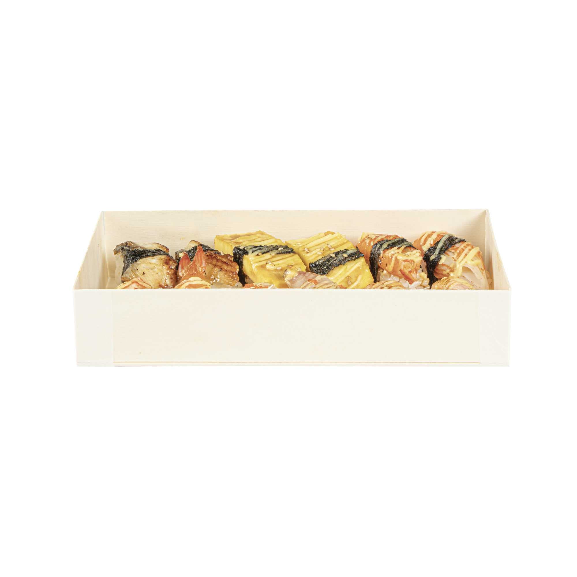 Taipei 31 oz Rectangle Natural Poplar Bento Box - 8" x 4 3/4" x 1 1/2" - 10 count box