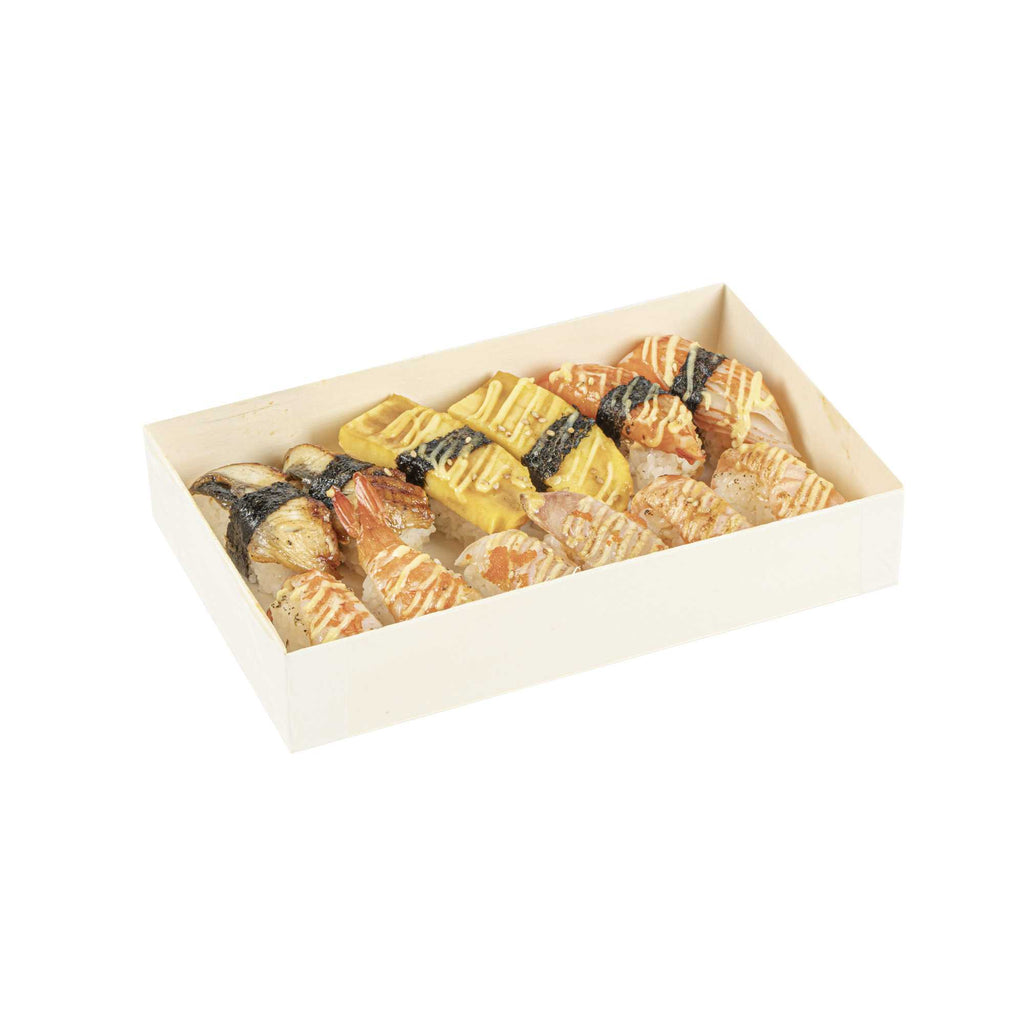 Taipei 31 oz Rectangle Natural Poplar Bento Box - 8" x 4 3/4" x 1 1/2" - 10 count box