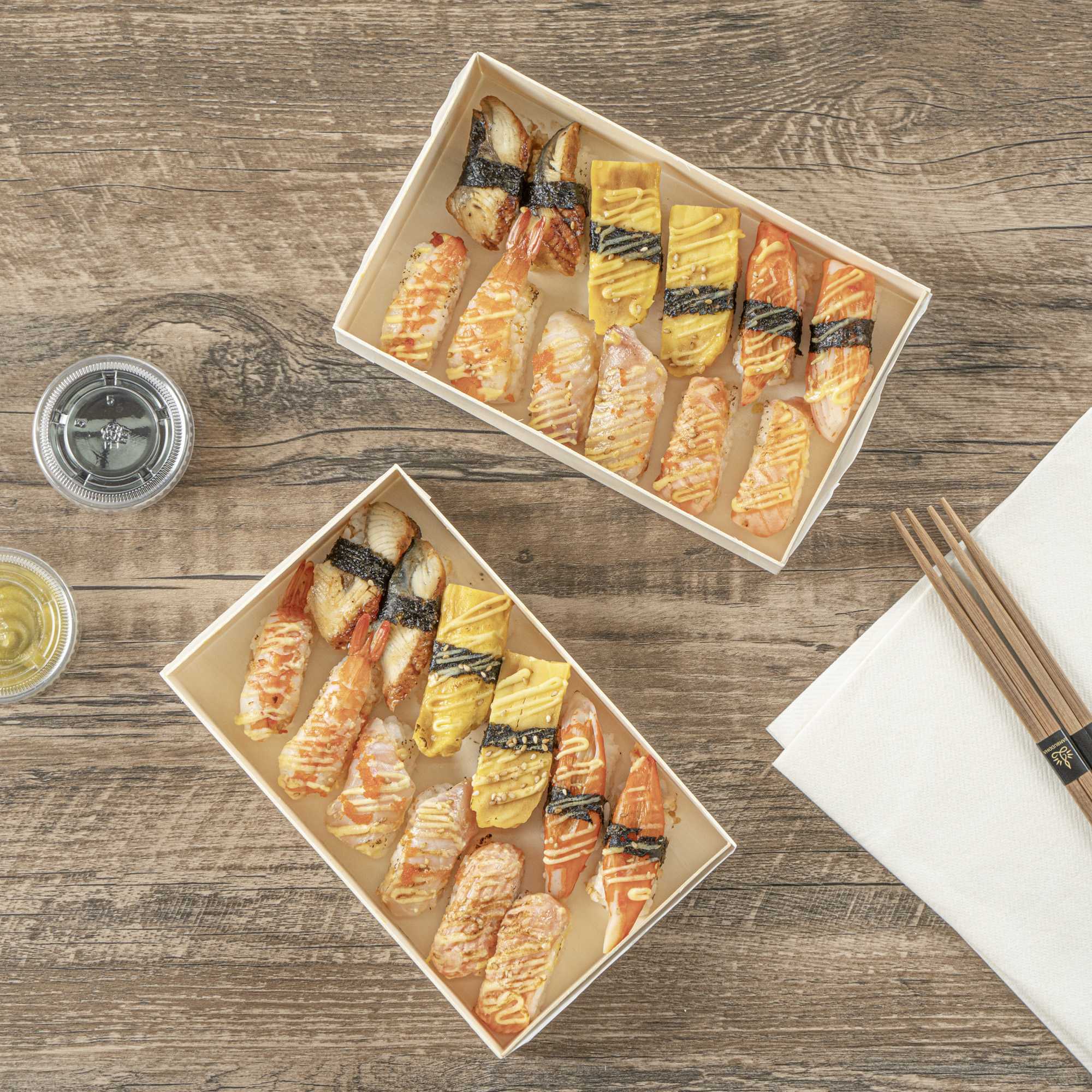 Taipei 31 oz Rectangle Natural Poplar Bento Box - 8" x 4 3/4" x 1 1/2" - 10 count box