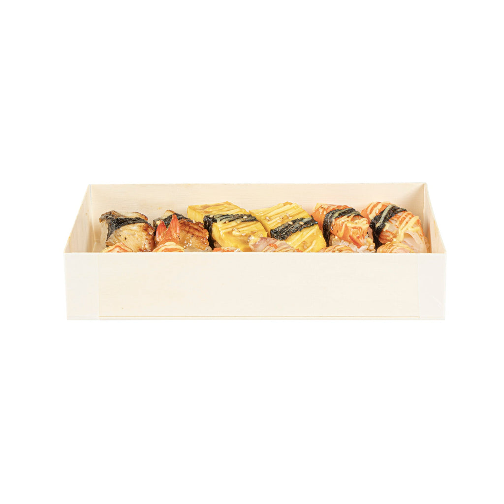Taipei 31 oz Rectangle Natural Poplar Bento Box - 8" x 4 3/4" x 1 1/2" - 100 count box