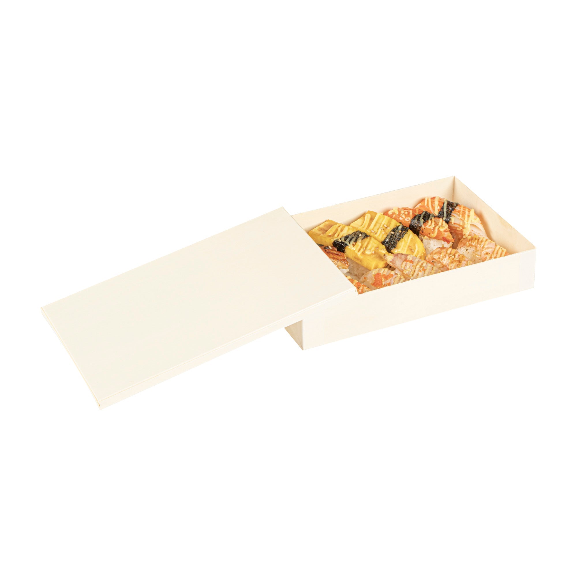 Taipei Rectangle Natural Poplar Lid - Fits 31 oz Bento Box - 100 count box