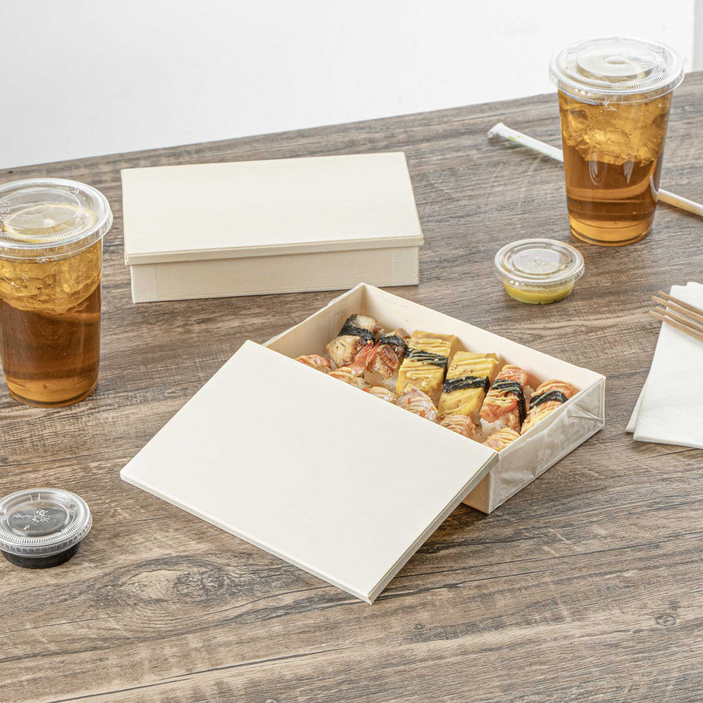 Taipei Rectangle Natural Poplar Lid - Fits 31 oz Bento Box - 10 count box
