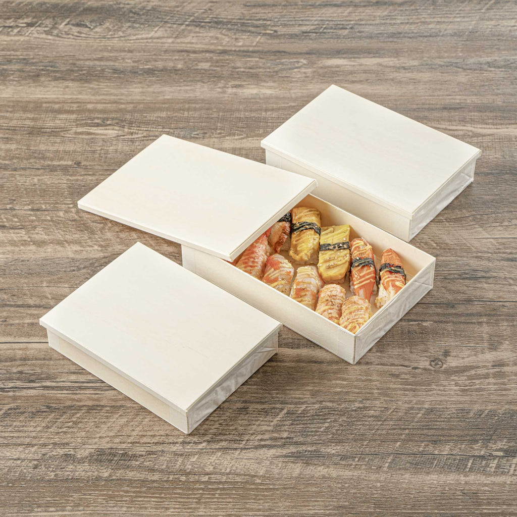 Taipei Rectangle Natural Poplar Lid - Fits 31 oz Bento Box - 10 count box