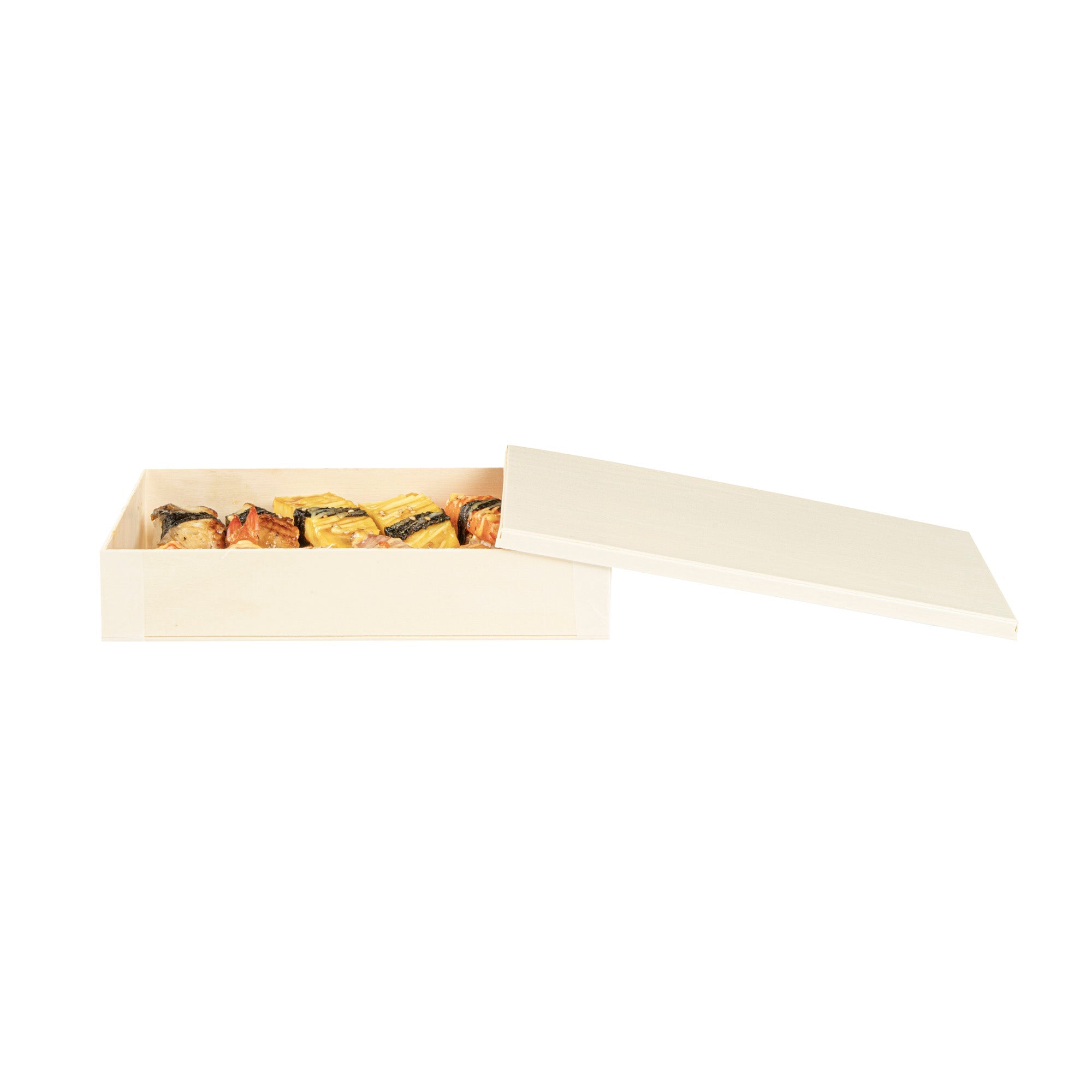 Taipei Rectangle Natural Poplar Lid - Fits 31 oz Bento Box - 100 count box