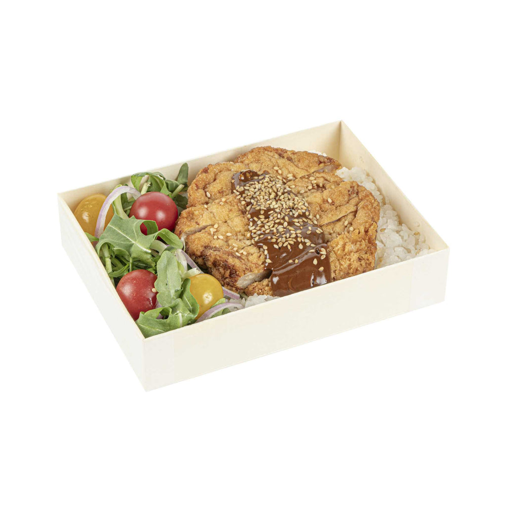 Taipei 24 oz Rectangle Natural Poplar Bento Box - 6 1/2" x 4 3/4" x 1 1/2" - 10 count box