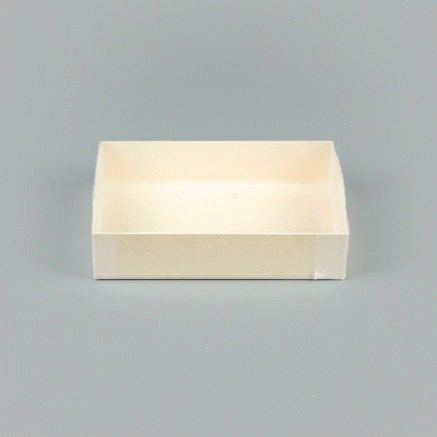 Taipei 24 oz Rectangle Natural Poplar Bento Box - 6 1/2" x 4 3/4" x 1 1/2" - 10 count box