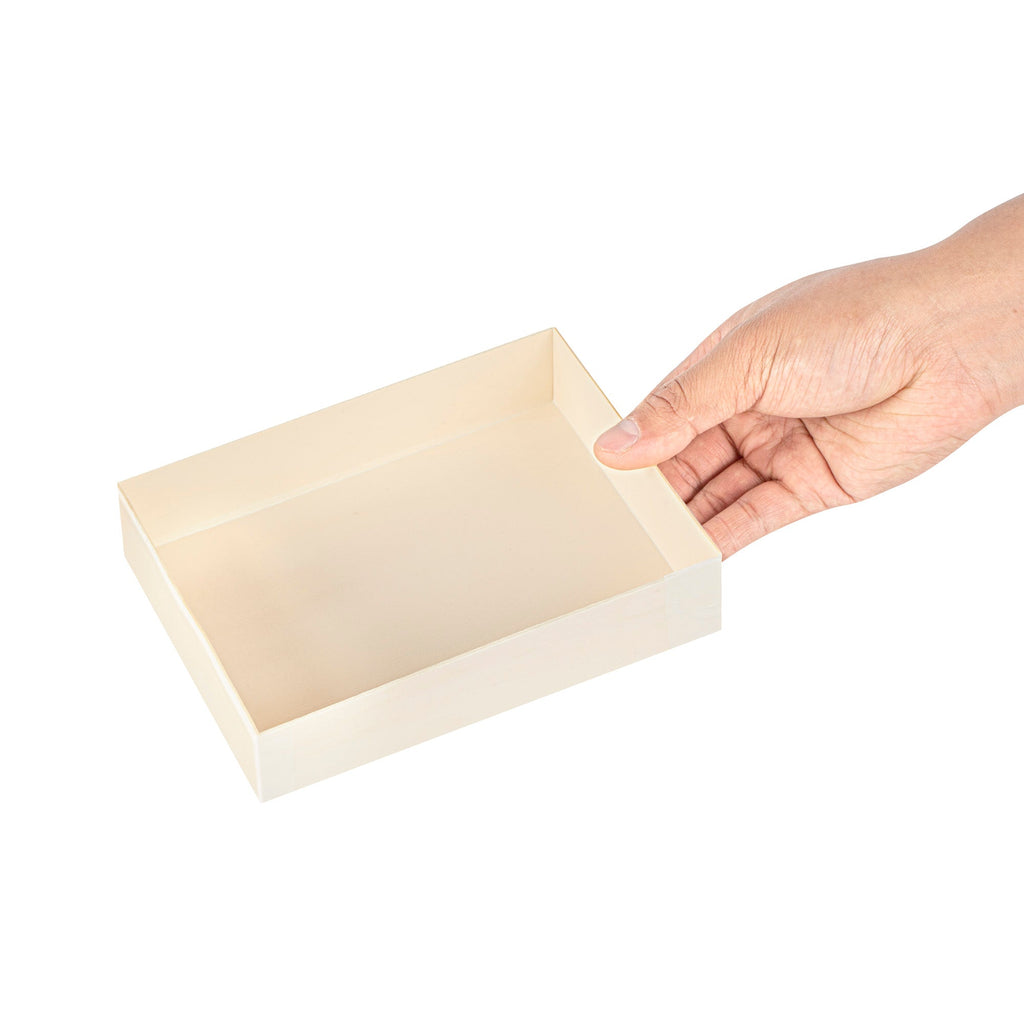 Taipei 24 oz Rectangle Natural Poplar Bento Box - 6 1/2" x 4 3/4" x 1 1/2" - 100 count box