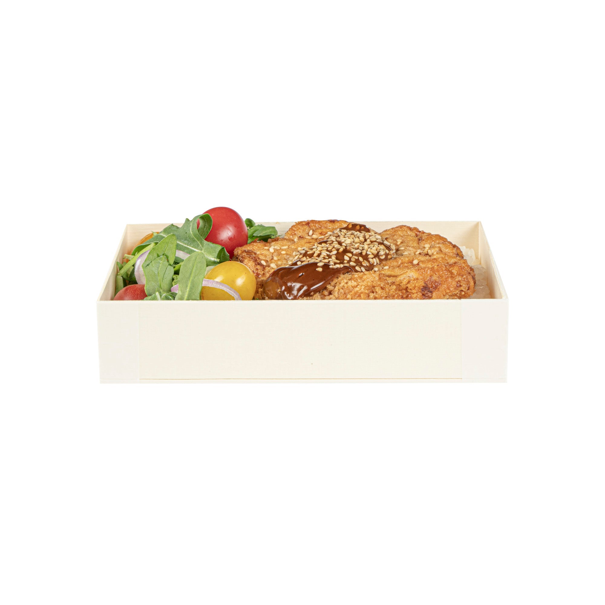 Taipei 24 oz Rectangle Natural Poplar Bento Box - 6 1/2" x 4 3/4" x 1 1/2" - 100 count box