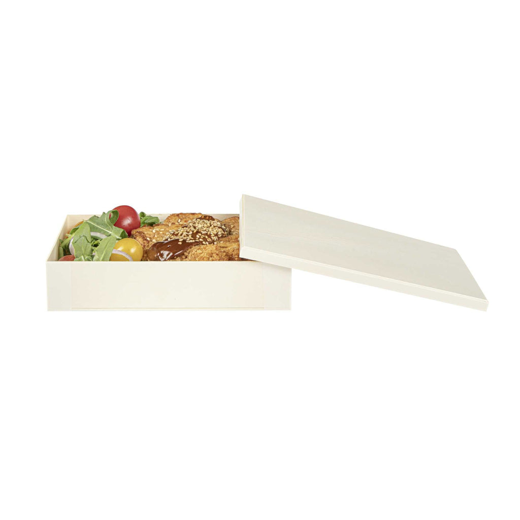 Taipei Rectangle Natural Poplar Lid - Fits 24 oz Bento Box - 10 count box