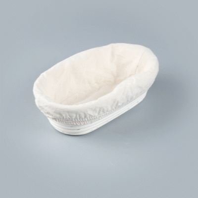 Pastry Tek Rattan Oval Natural Banneton Proofing Basket - with 2 Cotton Liners - 9 3/4" x 6" x 3" - 1 count box