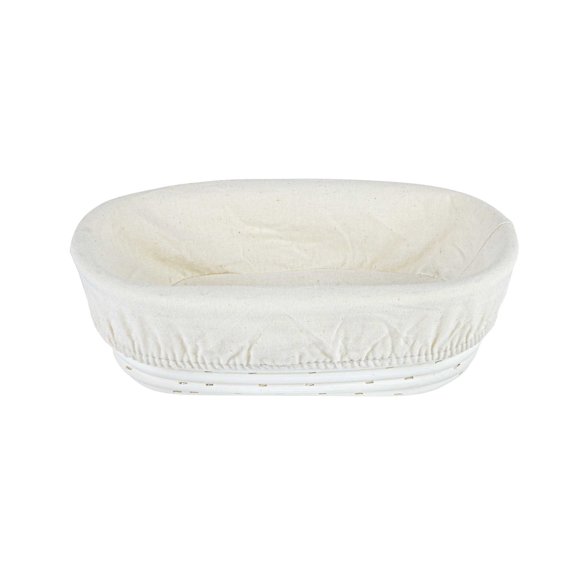 Pastry Tek Rattan Oval Natural Banneton Proofing Basket - with 2 Cotton Liners - 9 3/4" x 6" x 3" - 1 count box