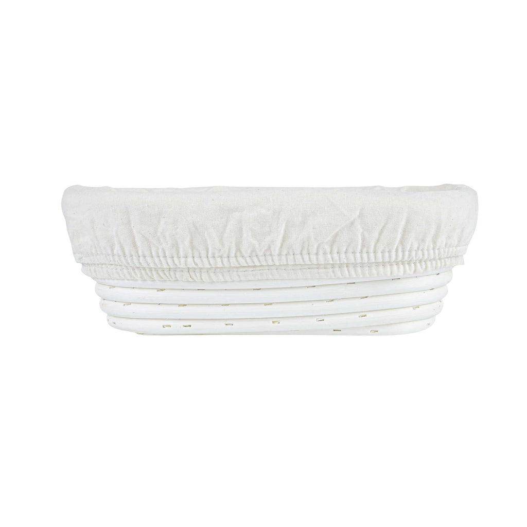 Pastry Tek Rattan Oval Natural Banneton Proofing Basket - with 2 Cotton Liners - 9 3/4" x 6" x 3" - 1 count box