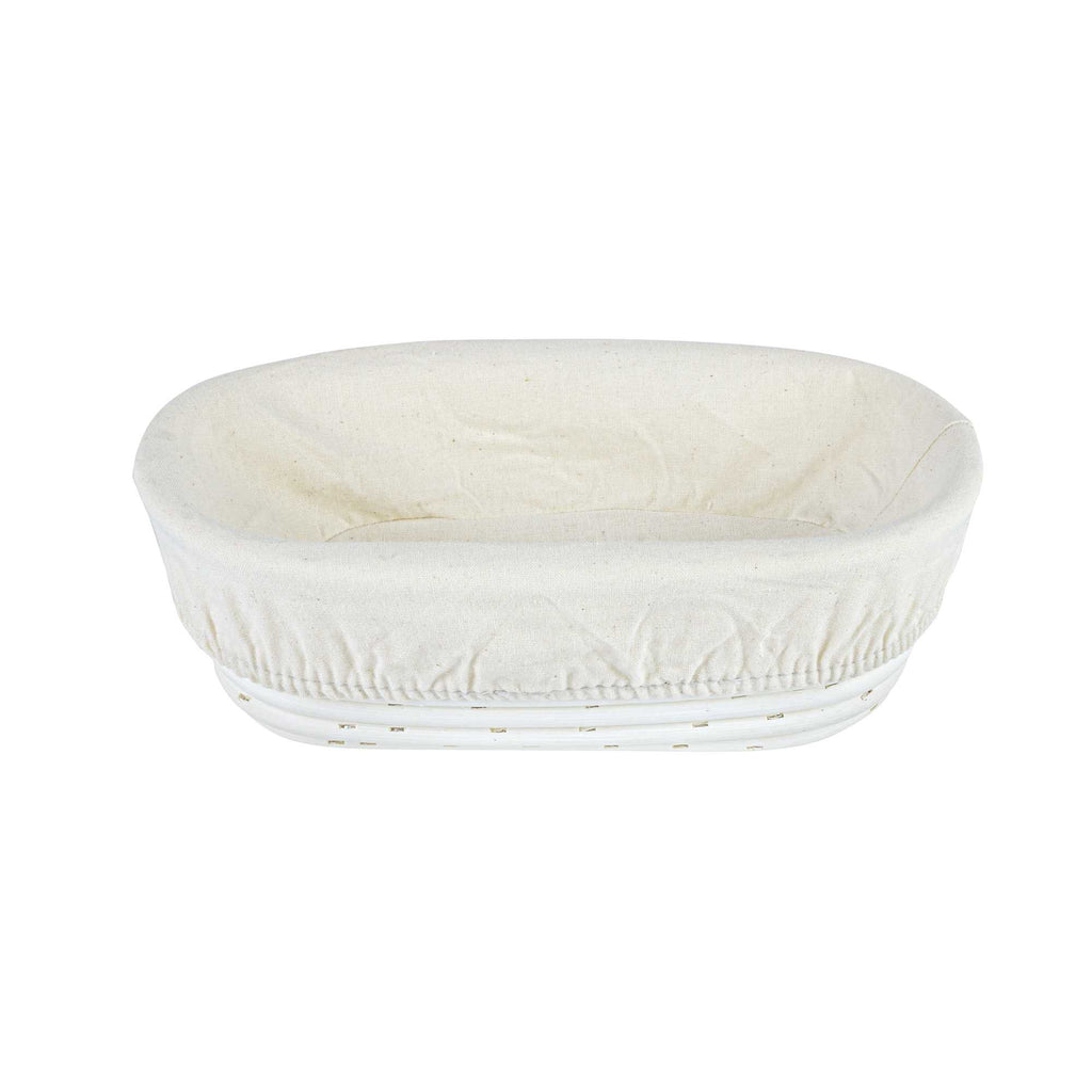 Pastry Tek Rattan Oval Natural Banneton Proofing Basket - with 2 Cotton Liners - 9 3/4" x 6" x 3" - 10 count box