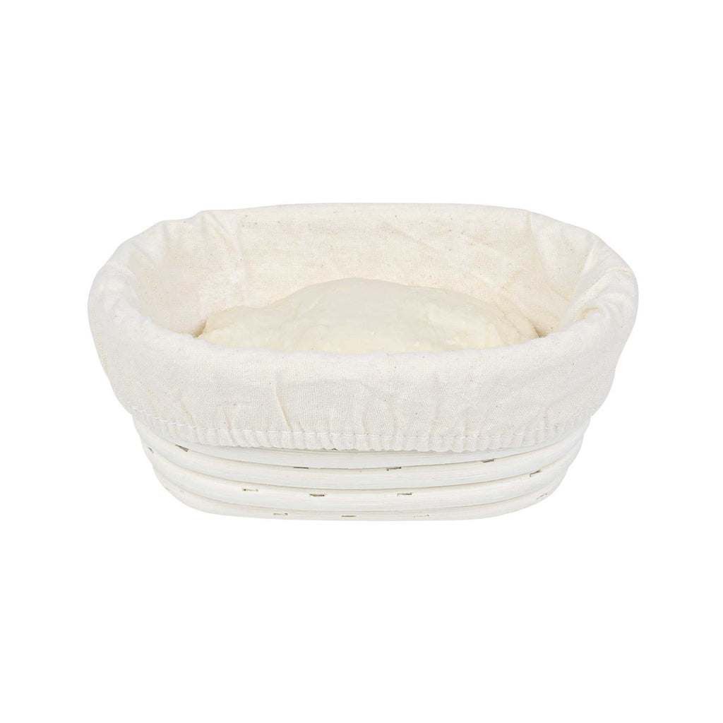 Pastry Tek Rattan Oval Natural Banneton Proofing Basket - with 2 Cotton Liners - 6 3/4" x 4 3/4" x 3 1/4" - 1 count box