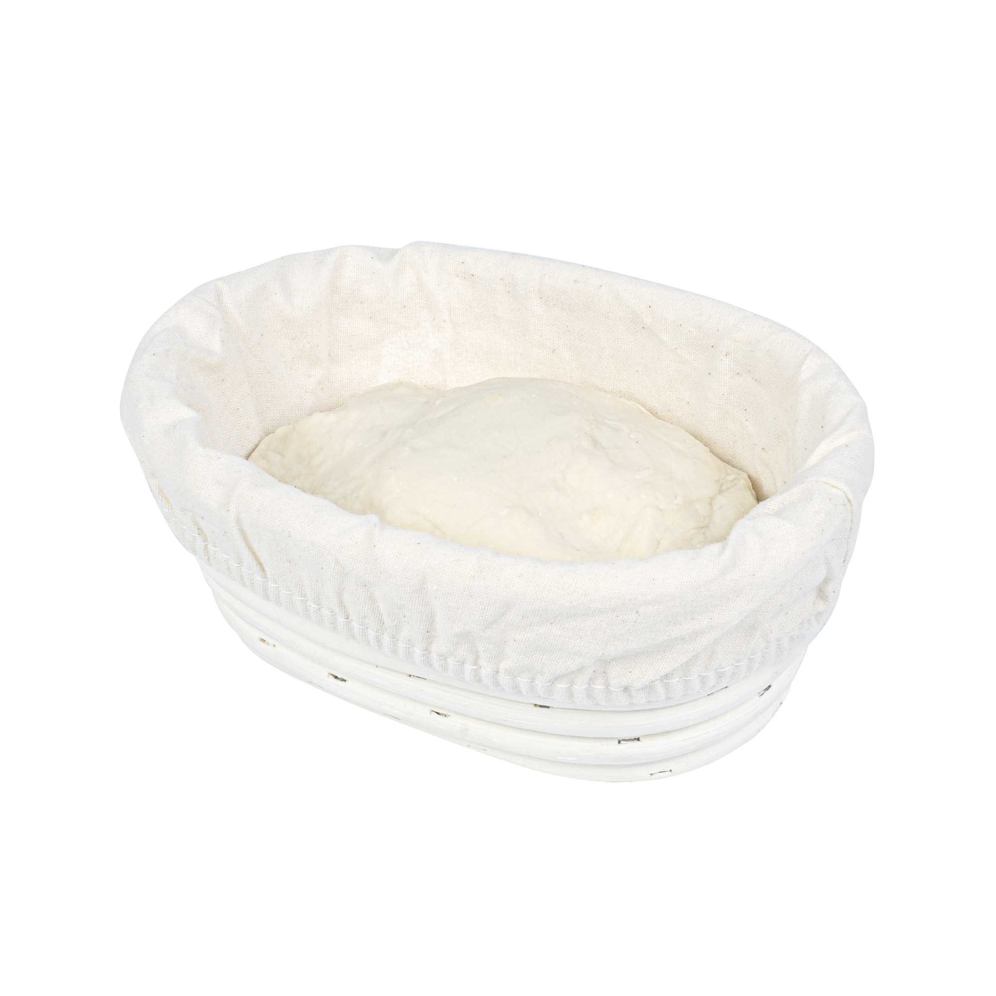 Pastry Tek Rattan Oval Natural Banneton Proofing Basket - with 2 Cotton Liners - 6 3/4" x 4 3/4" x 3 1/4" - 1 count box