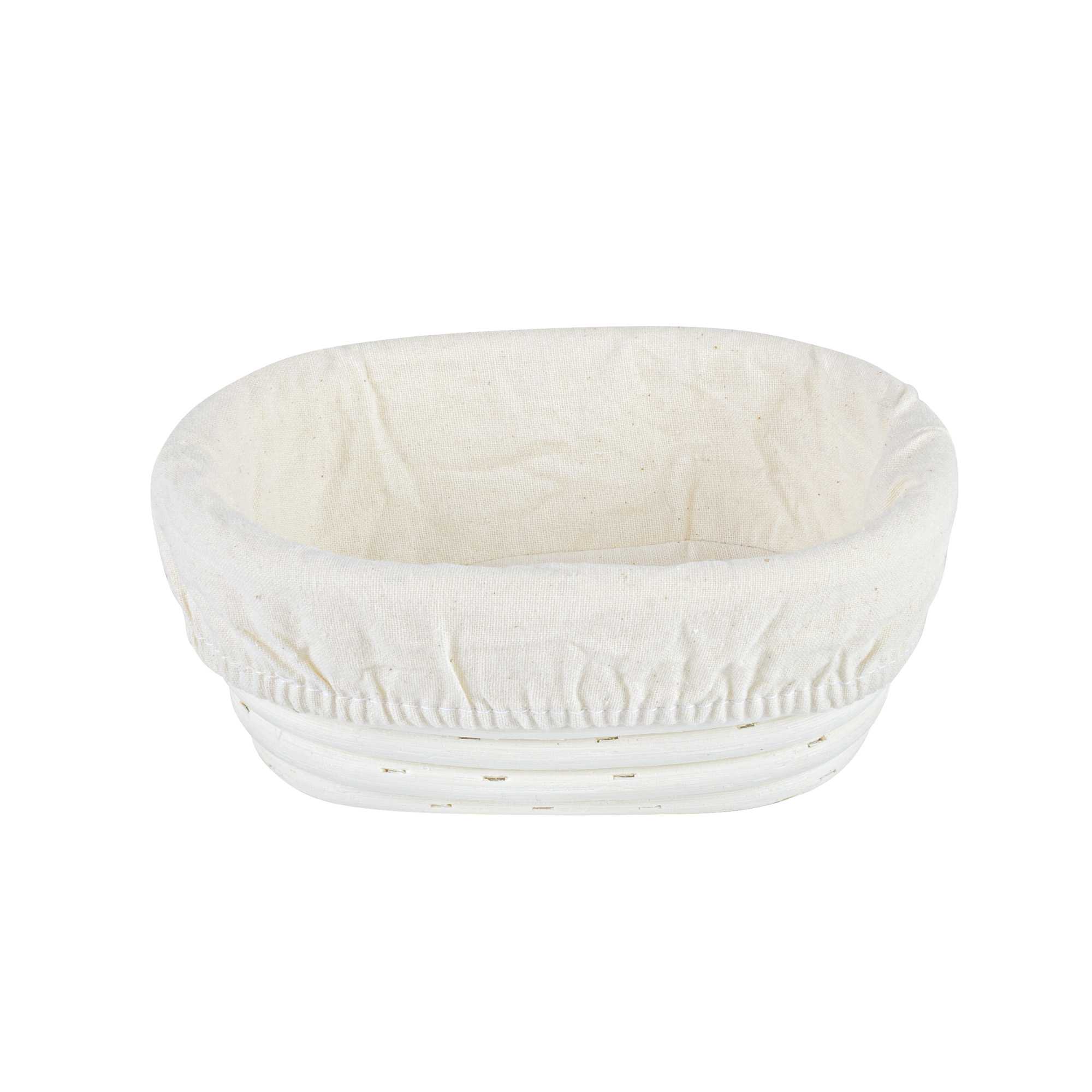Pastry Tek Rattan Oval Natural Banneton Proofing Basket - with 2 Cotton Liners - 6 3/4" x 4 3/4" x 3 1/4" - 1 count box