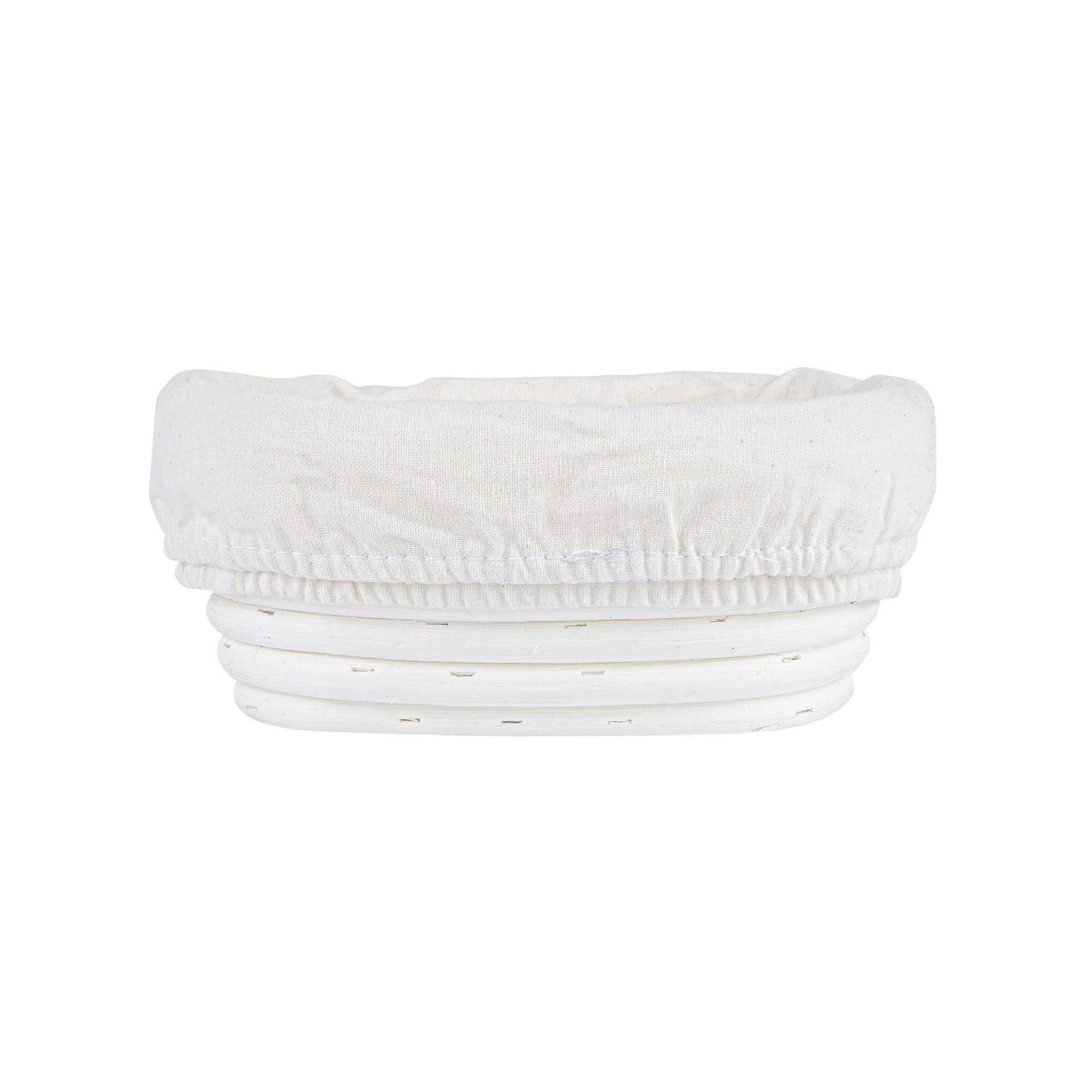 Pastry Tek Rattan Oval Natural Banneton Proofing Basket - with 2 Cotton Liners - 6 3/4" x 4 3/4" x 3 1/4" - 10 count box