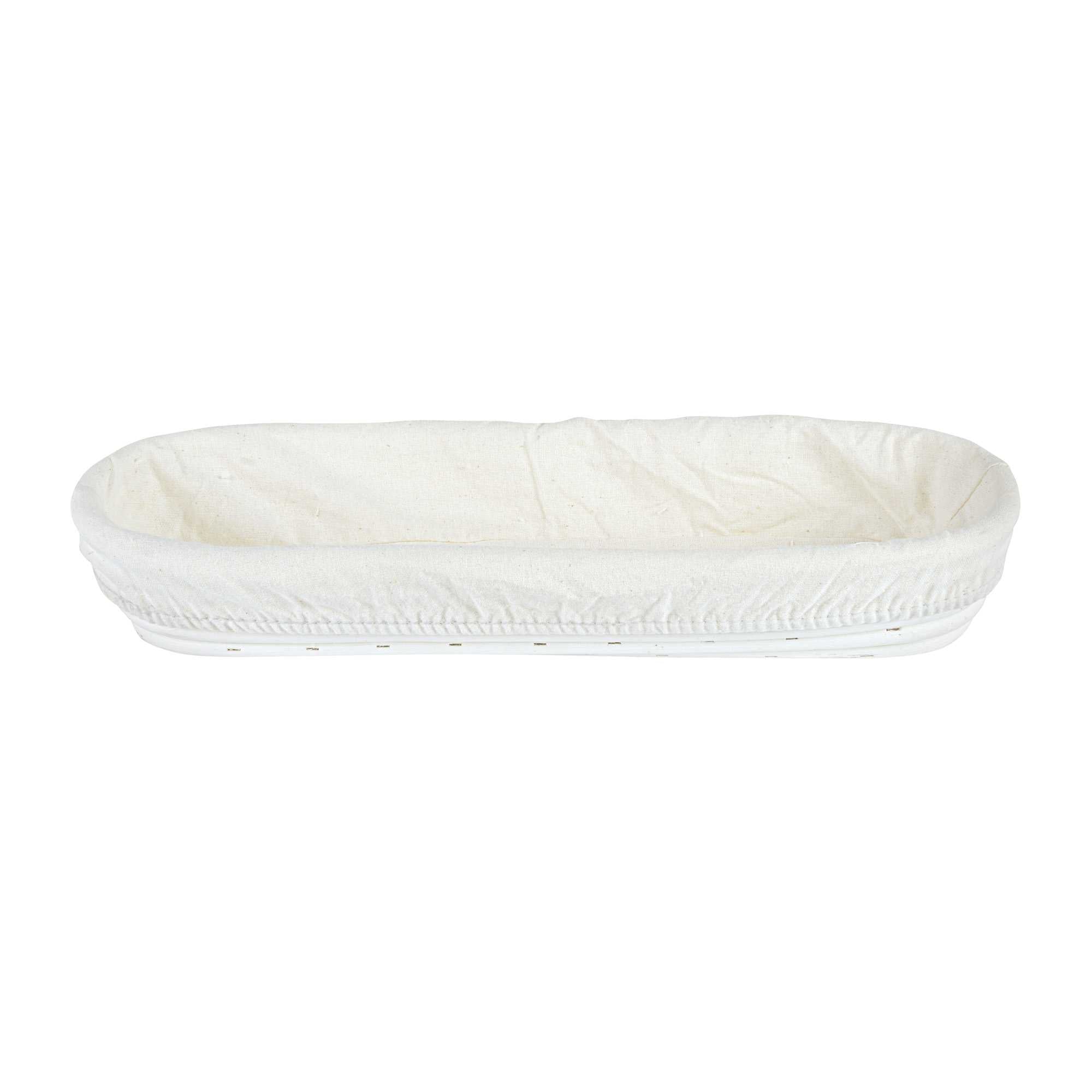 Pastry Tek Rattan Long Oval Natural Banneton Proofing Basket - with 2 Cotton Liners - 13 1/2" x 4" x 2 1/4" - 1 count box