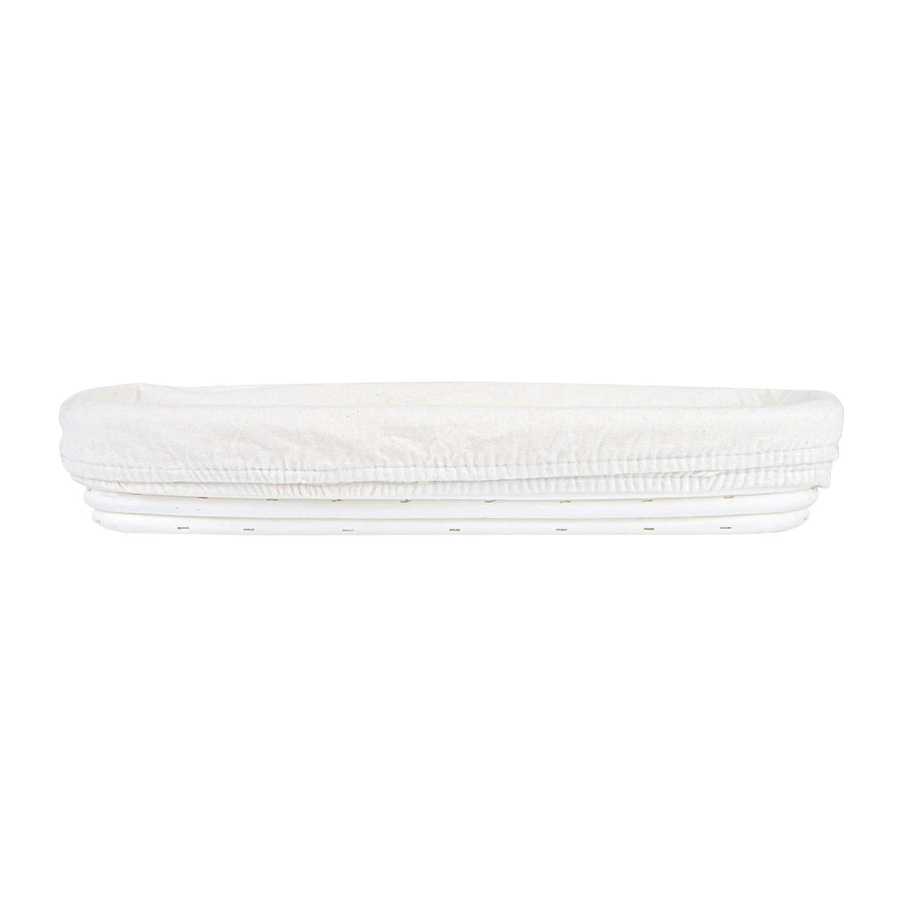Pastry Tek Rattan Long Oval Natural Banneton Proofing Basket - with 2 Cotton Liners - 13 1/2" x 4" x 2 1/4" - 1 count box