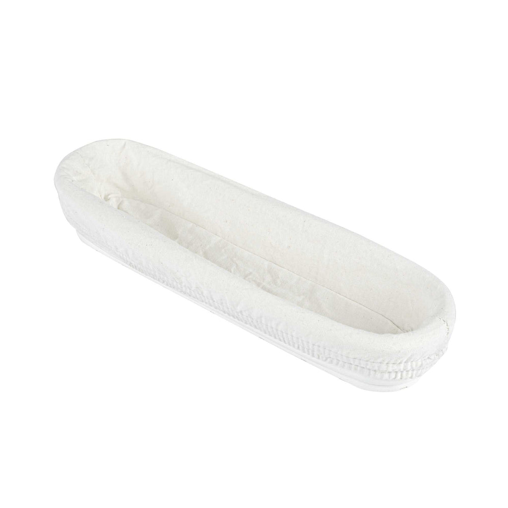 Pastry Tek Rattan Long Oval Natural Banneton Proofing Basket - with 2 Cotton Liners - 13 1/2" x 4" x 2 1/4" - 10 count box
