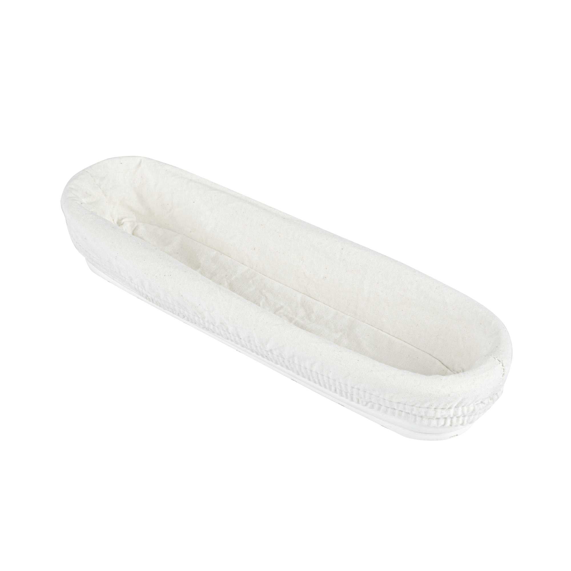 Pastry Tek Rattan Long Oval Natural Banneton Proofing Basket - with 2 Cotton Liners - 13 1/2" x 4" x 2 1/4" - 10 count box