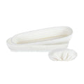 Pastry Tek Rattan Long Oval Natural Banneton Proofing Basket - with 2 Cotton Liners - 13 1/2" x 4" x 2 1/4" - 10 count box