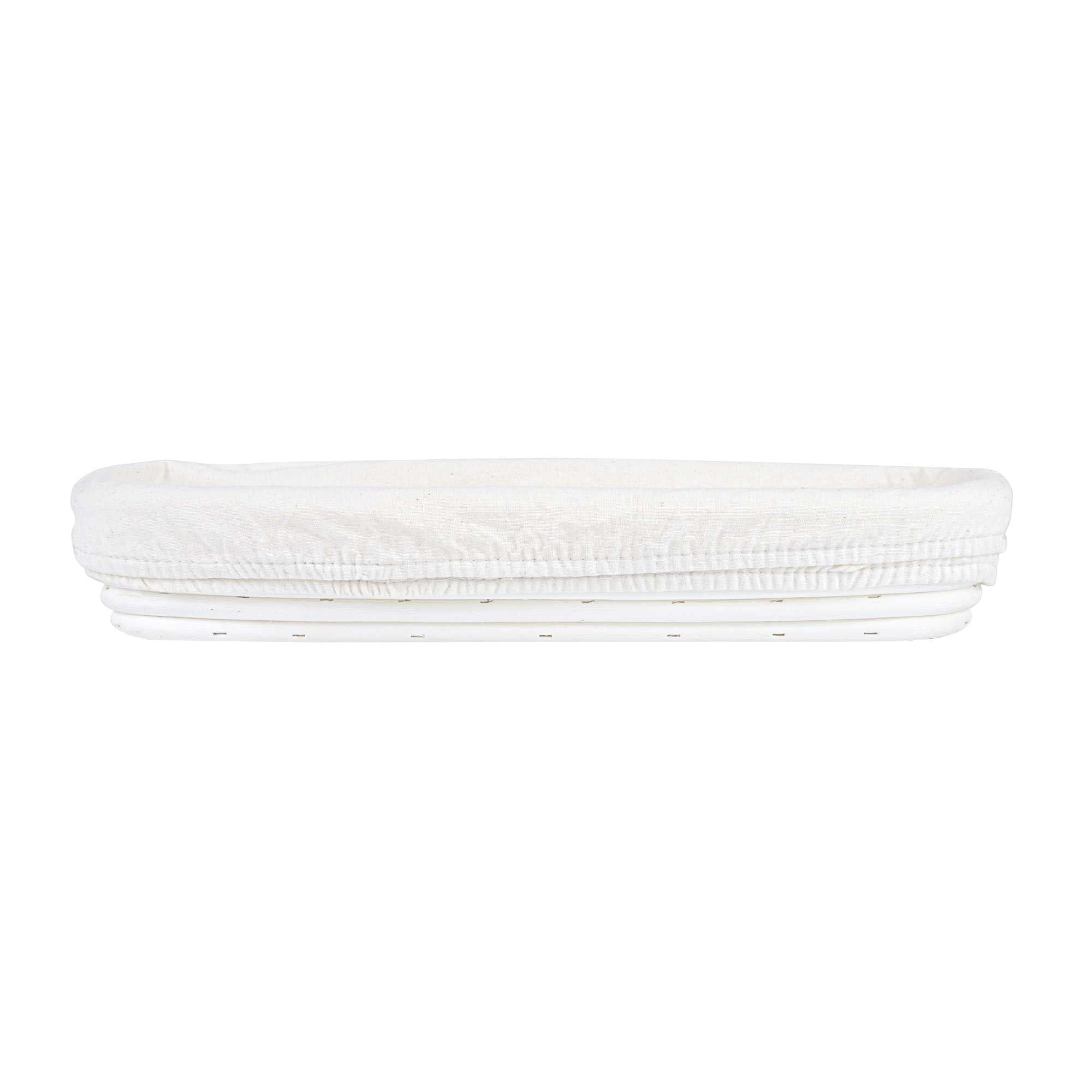 Pastry Tek Rattan Long Oval Natural Banneton Proofing Basket - with 2 Cotton Liners - 13 1/2" x 4" x 2 1/4" - 10 count box