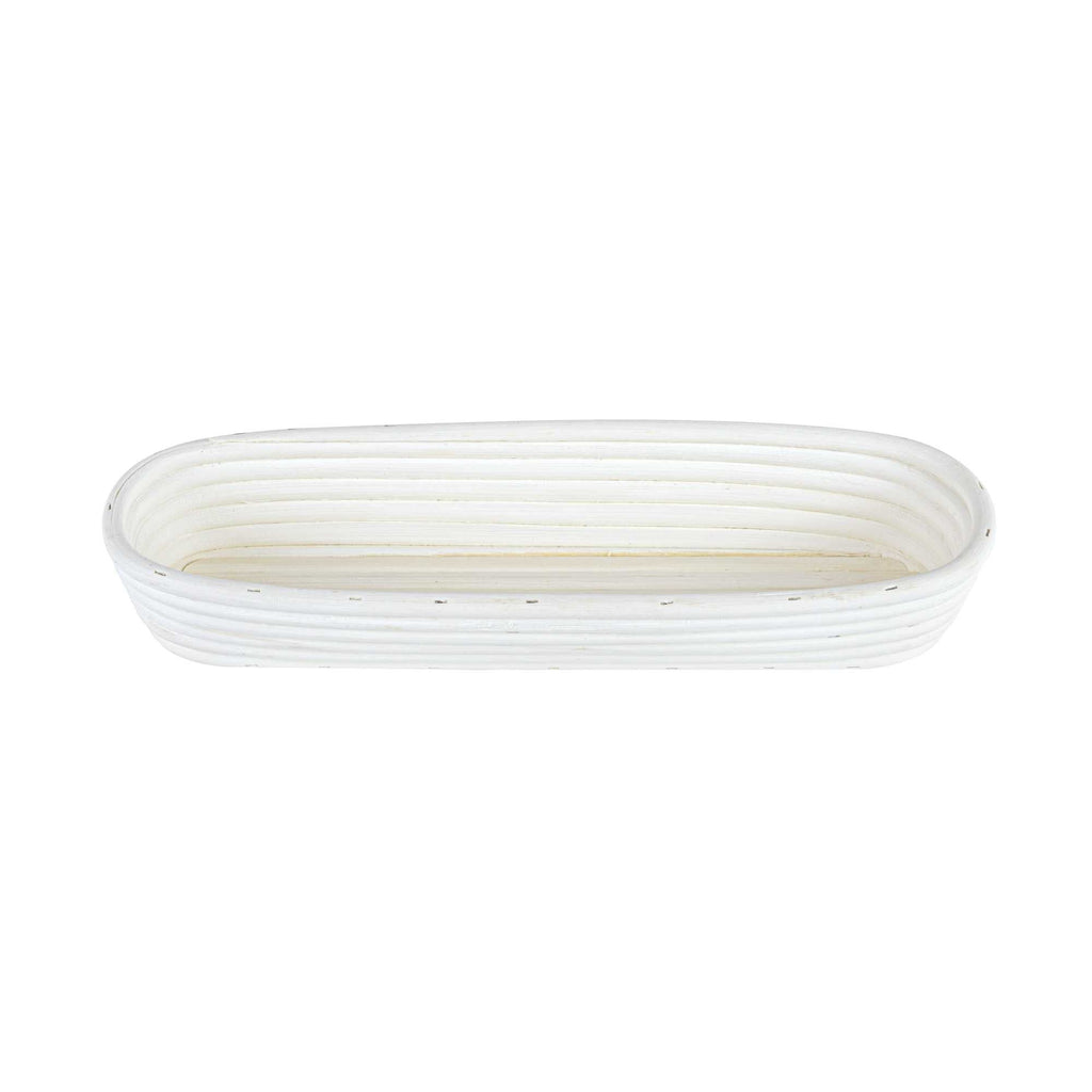 Pastry Tek Rattan Long Oval Natural Banneton Proofing Basket - with 2 Cotton Liners - 13 1/2" x 4" x 2 1/4" - 10 count box