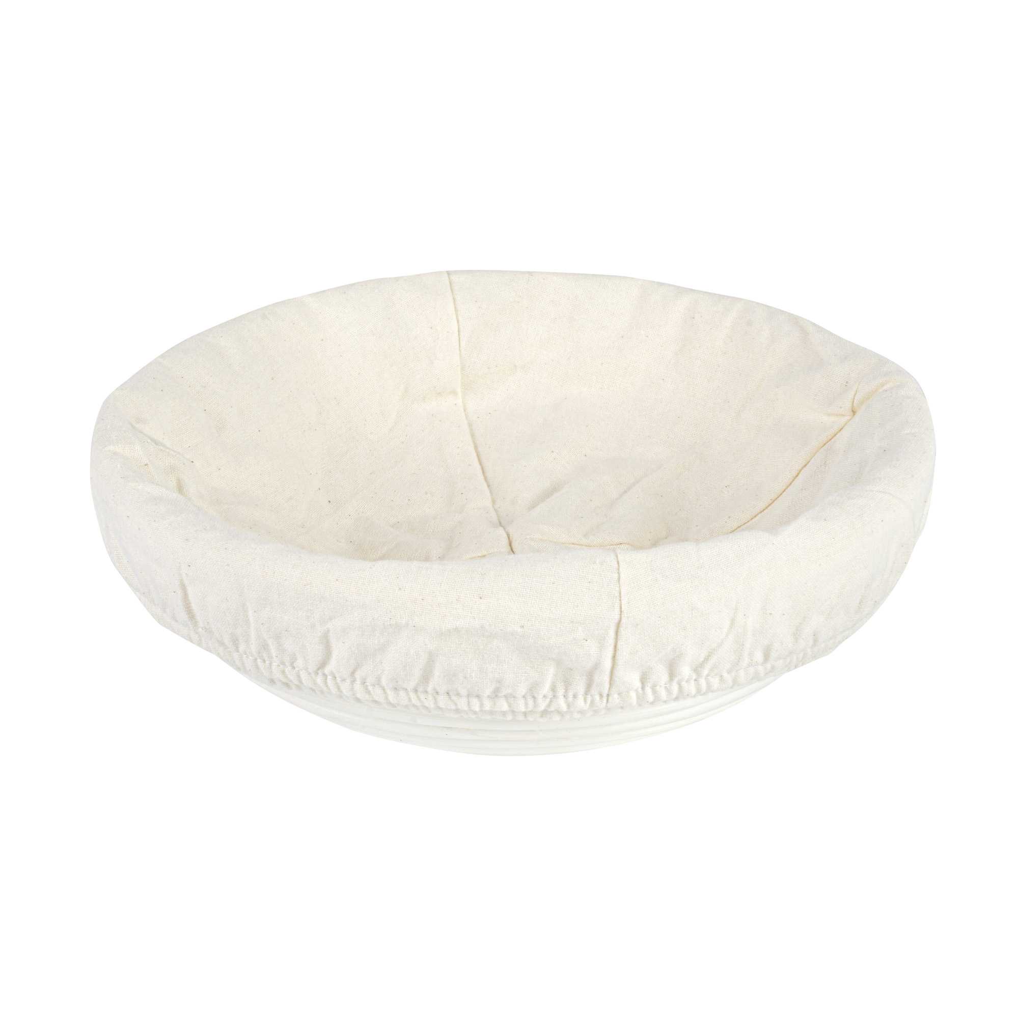 Pastry Tek Rattan Round Natural Banneton Proofing Basket - with 2 Cotton Liners - 9" x 9" x 3 1/4" - 1 count box
