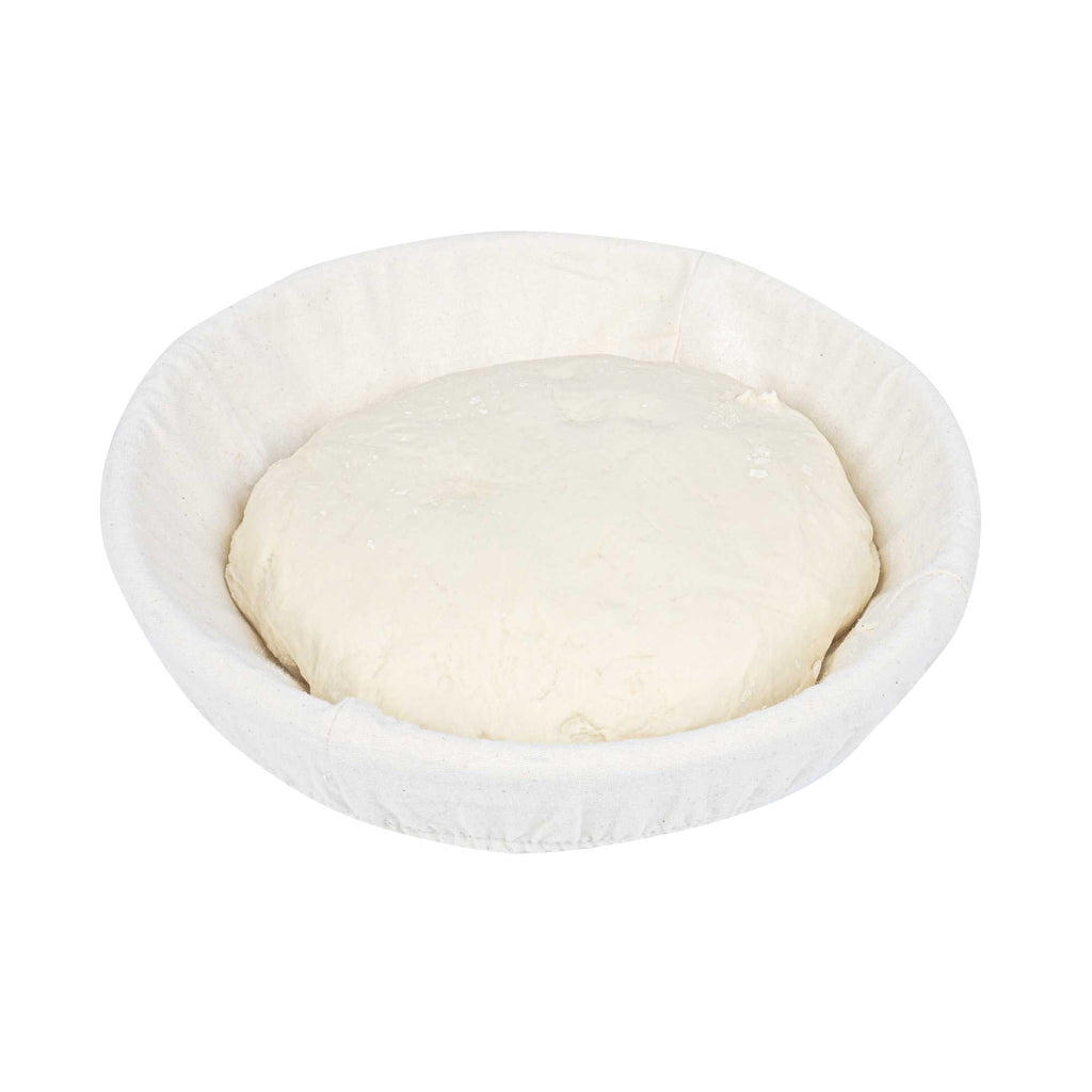 Pastry Tek Rattan Round Natural Banneton Proofing Basket - with 2 Cotton Liners - 9" x 9" x 3 1/4" - 1 count box
