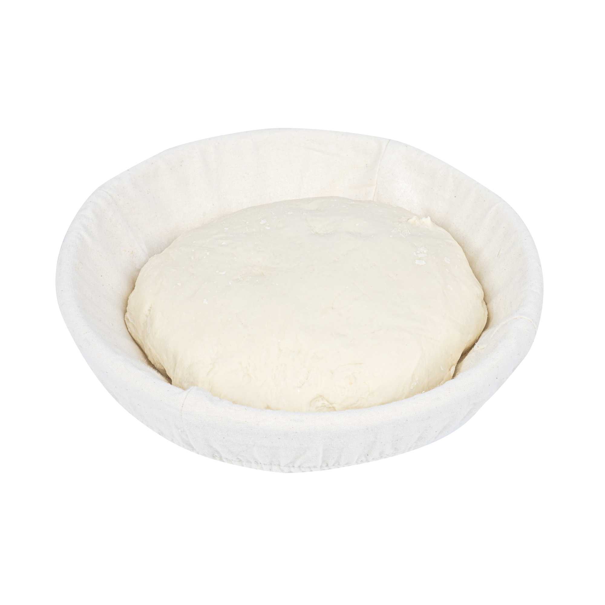Pastry Tek Rattan Round Natural Banneton Proofing Basket - with 2 Cotton Liners - 9" x 9" x 3 1/4" - 1 count box