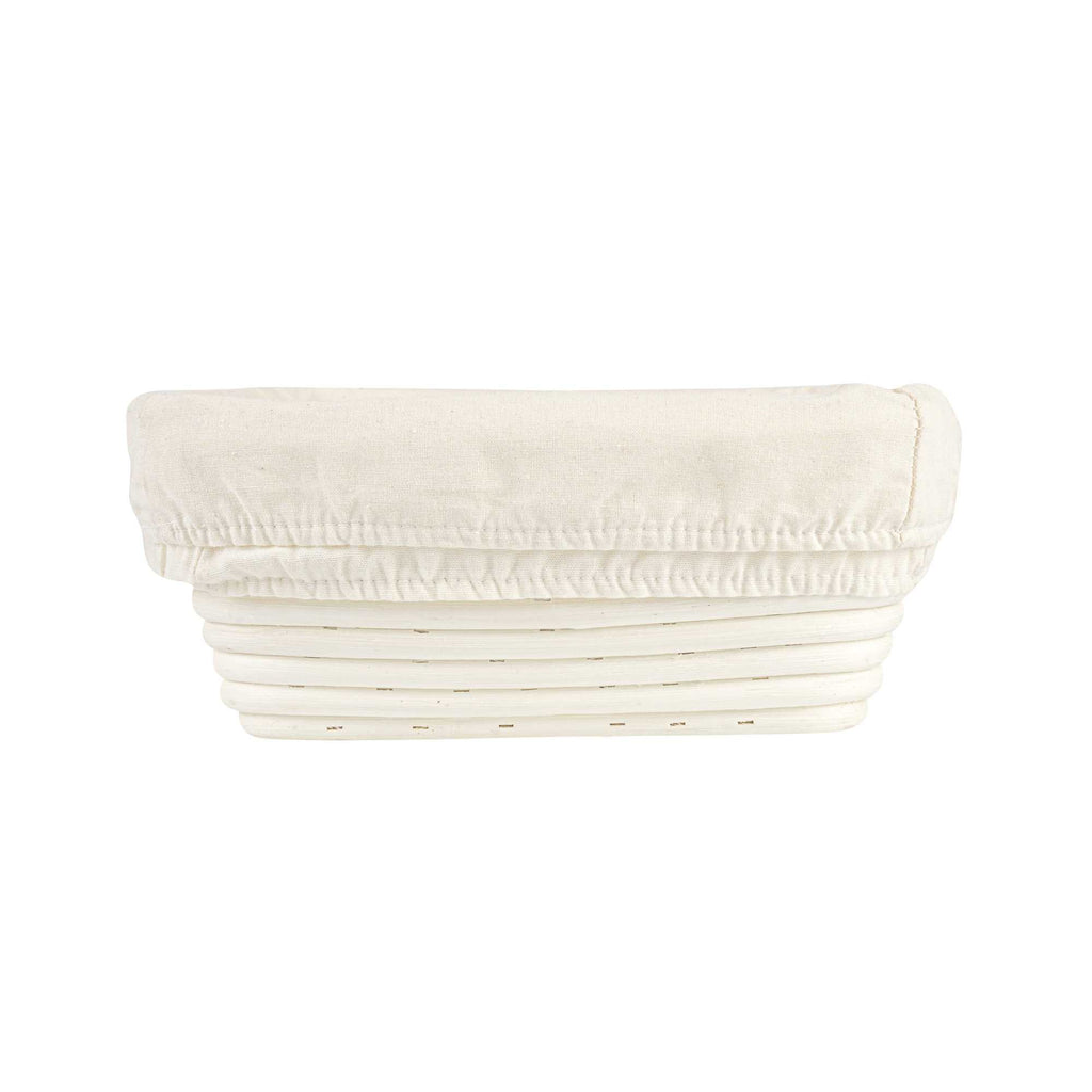Pastry Tek Rattan Square Natural Banneton Proofing Basket - with 2 Cotton Liners - 9 3/4" x 9 3/4" x 4" - 1 count box