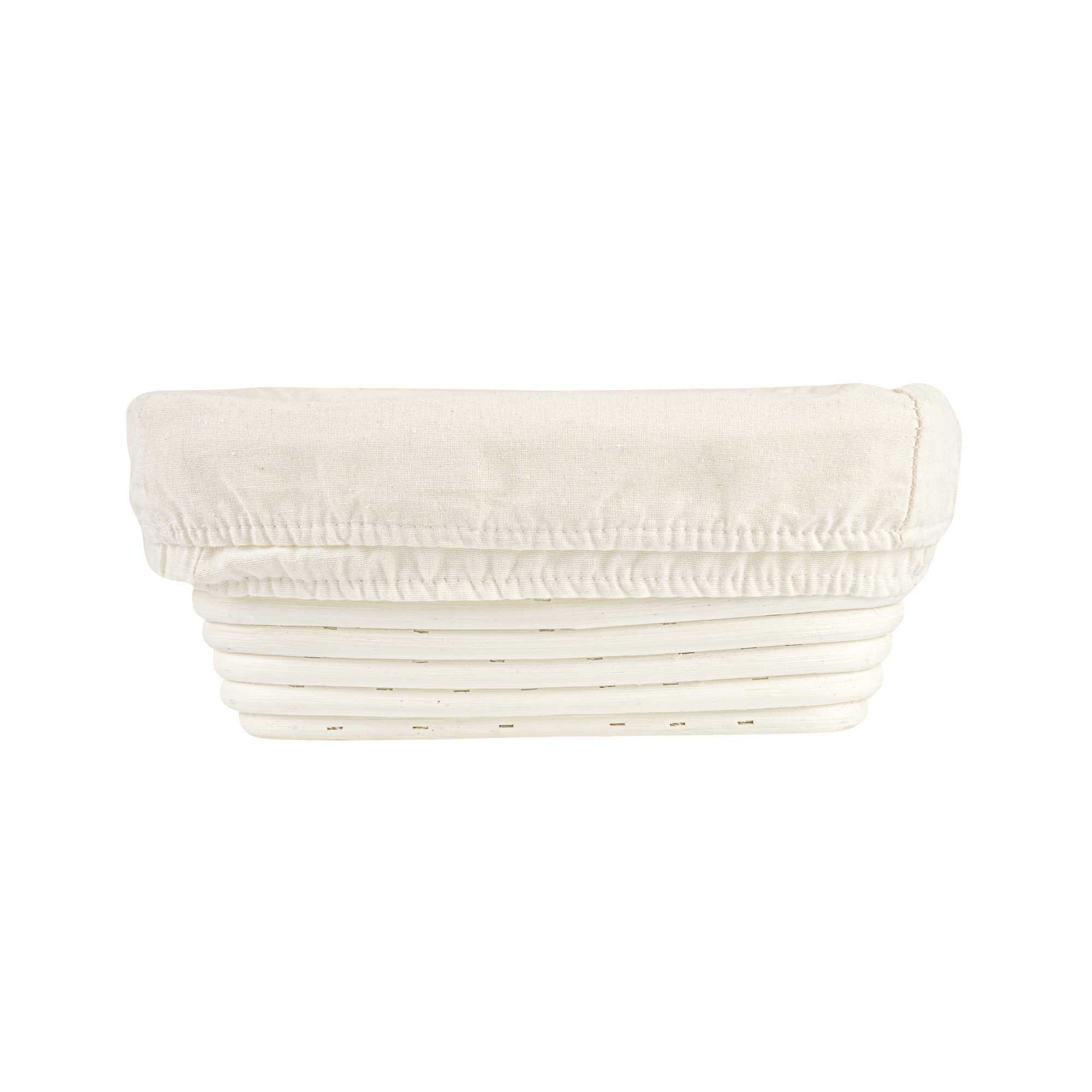 Pastry Tek Rattan Square Natural Banneton Proofing Basket - with 2 Cotton Liners - 9 3/4" x 9 3/4" x 4" - 1 count box