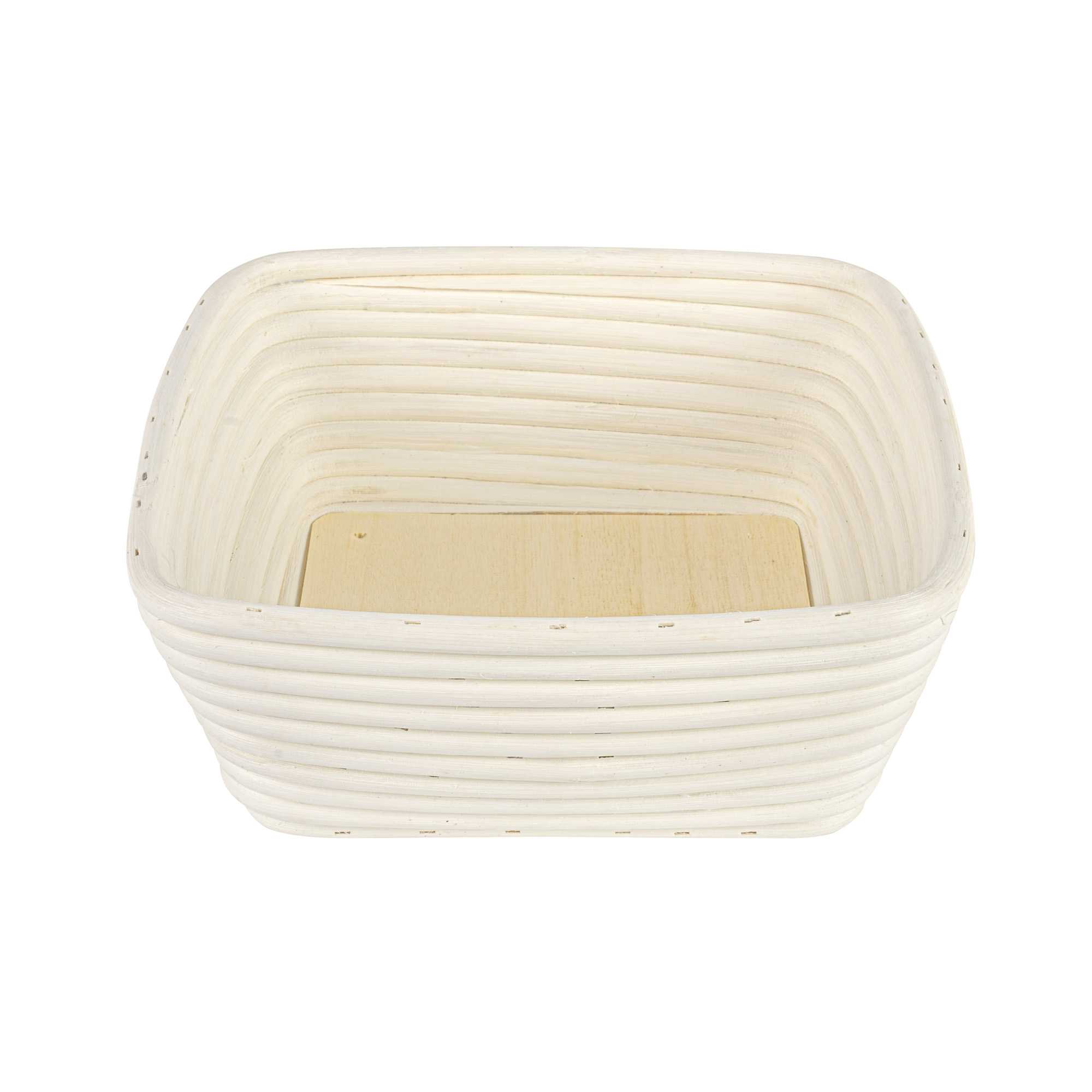 Pastry Tek Rattan Square Natural Banneton Proofing Basket - with 2 Cotton Liners - 9 3/4" x 9 3/4" x 4" - 10 count box
