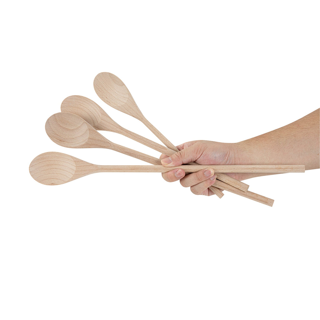 Nature Tek 4-Piece Beechwood Wooden Spoon Set - 50 count box