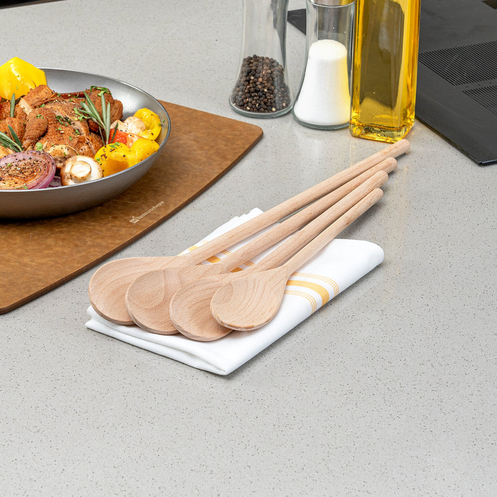 Nature Tek 4-Piece Beechwood Wooden Spoon Set - 50 count box